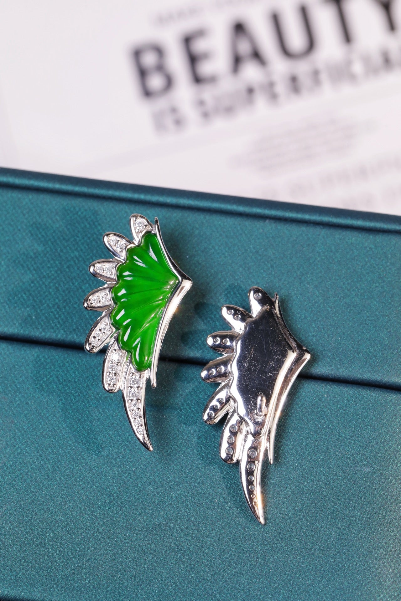 Diamond-Set Angel Wings Stud Earrings