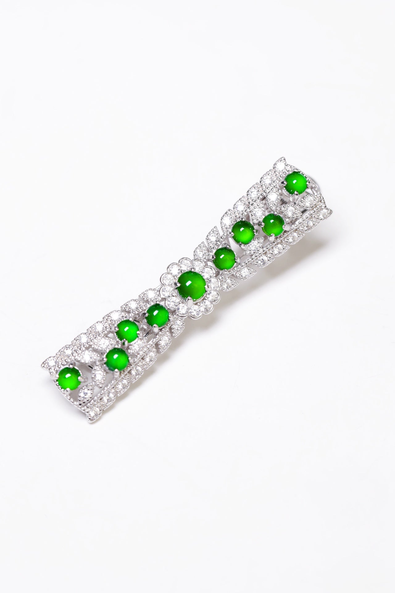 925 silver bow hairpin natural jade