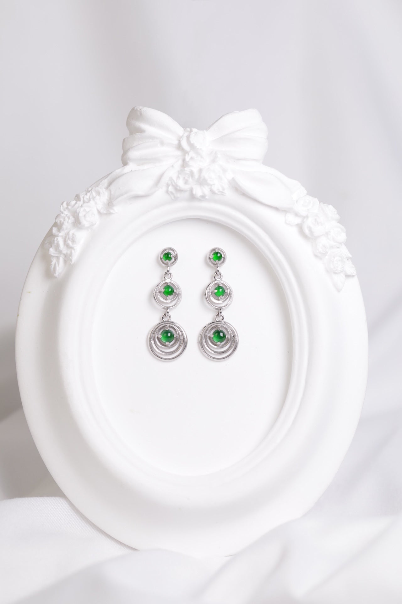 Triple Silver Circular Drop Earrings