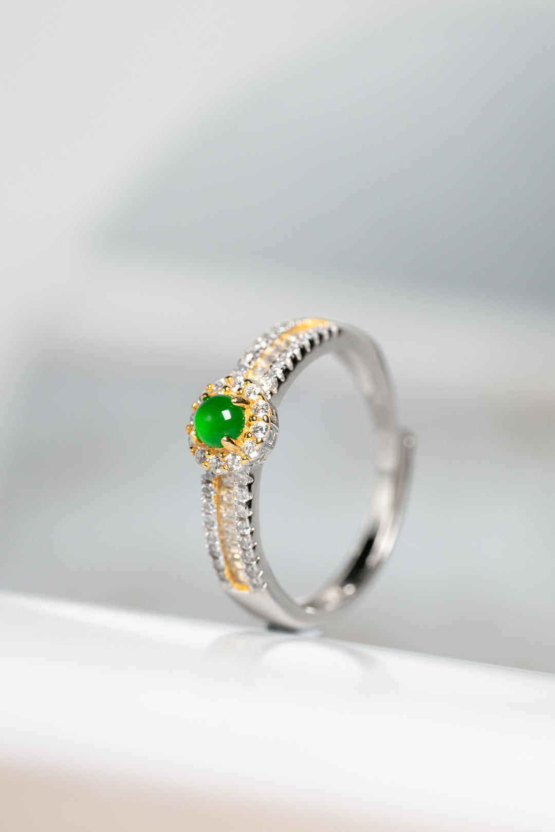 Gold-Plated Single Jade Ring