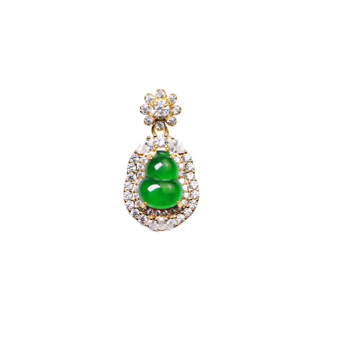 Diamond-Set Gold Gourd Pendant Necklace