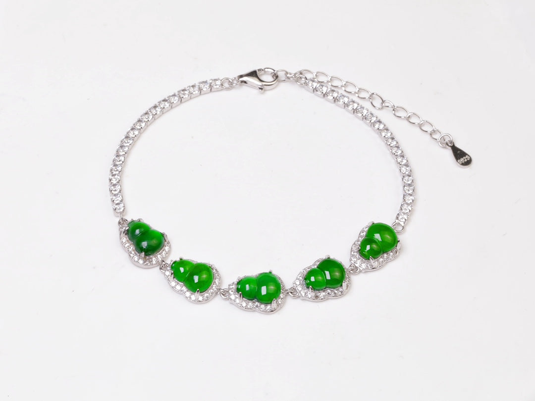 Diamond-Set Gourd Chain Bracelet