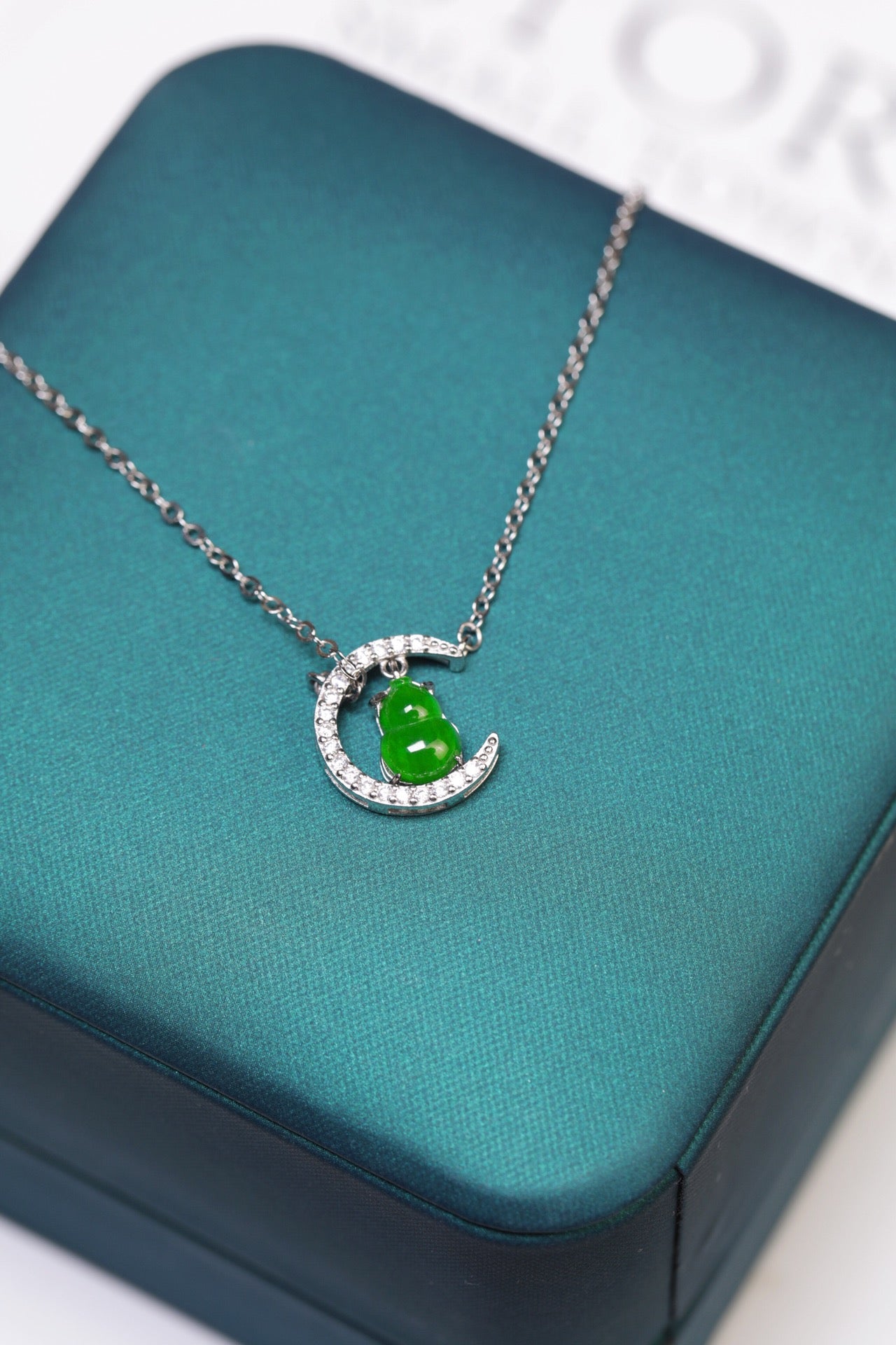 Diamond-Set Moon Gourd Pendant Necklace