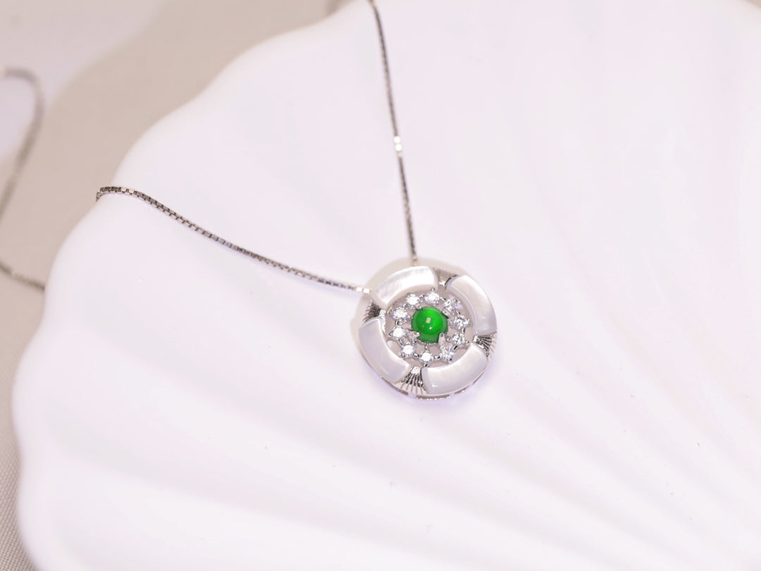 Crystal-Encrusted Circular Pendant Necklace