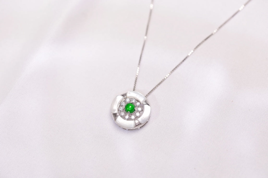 Crystal-Encrusted Circular Pendant Necklace
