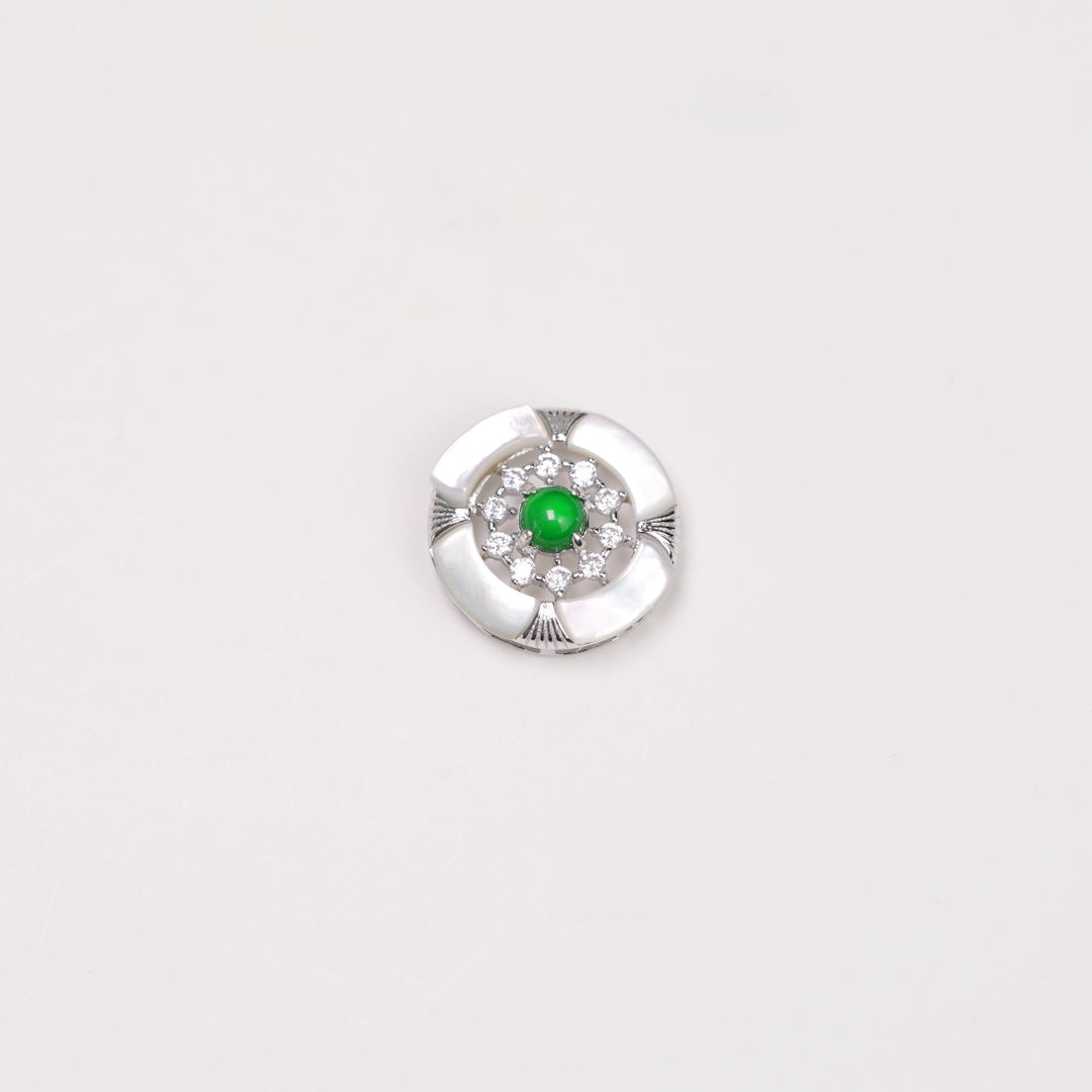 Crystal-Encrusted Circular Pendant Necklace