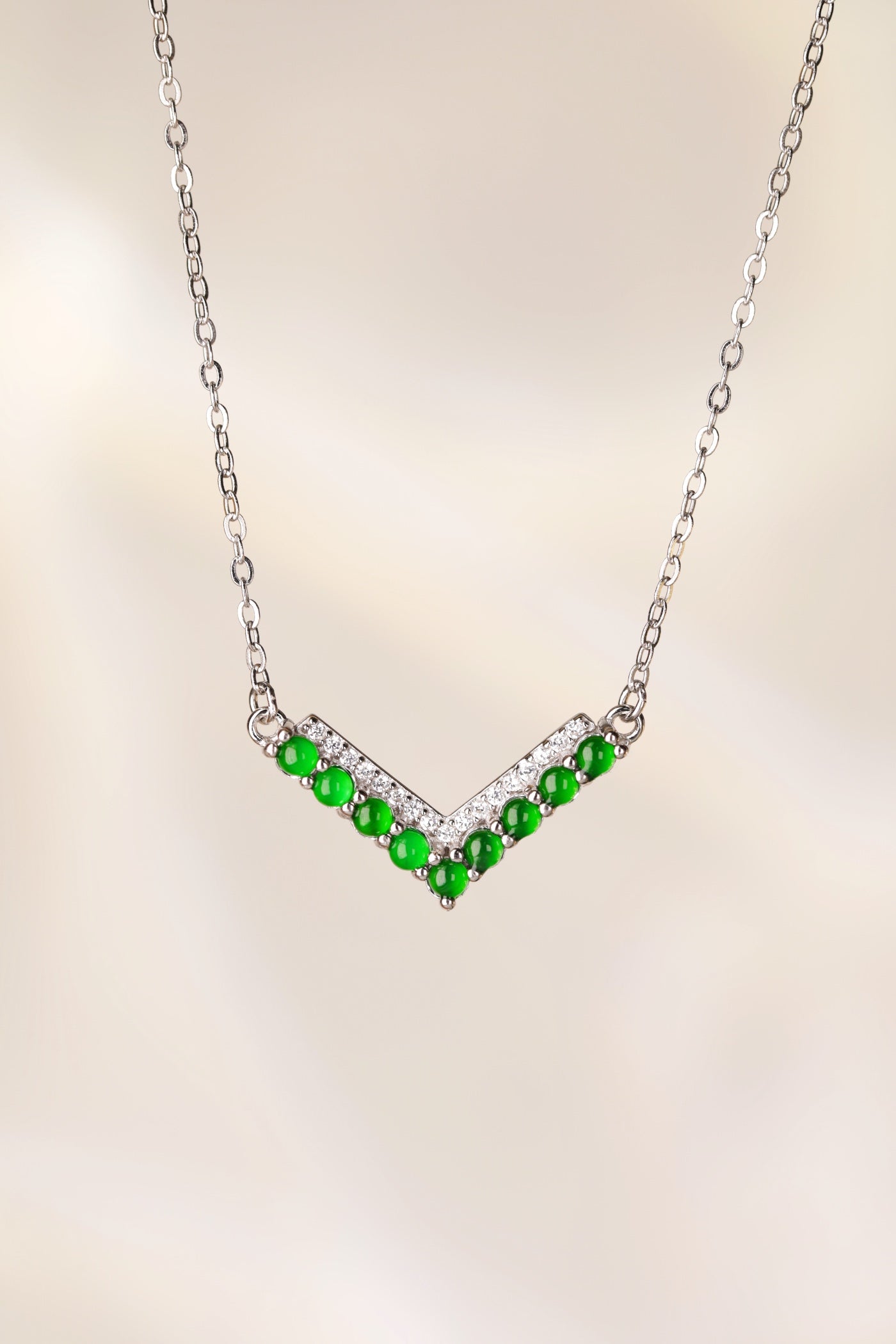 V-Shaped Green Jade Necklace | Jekira