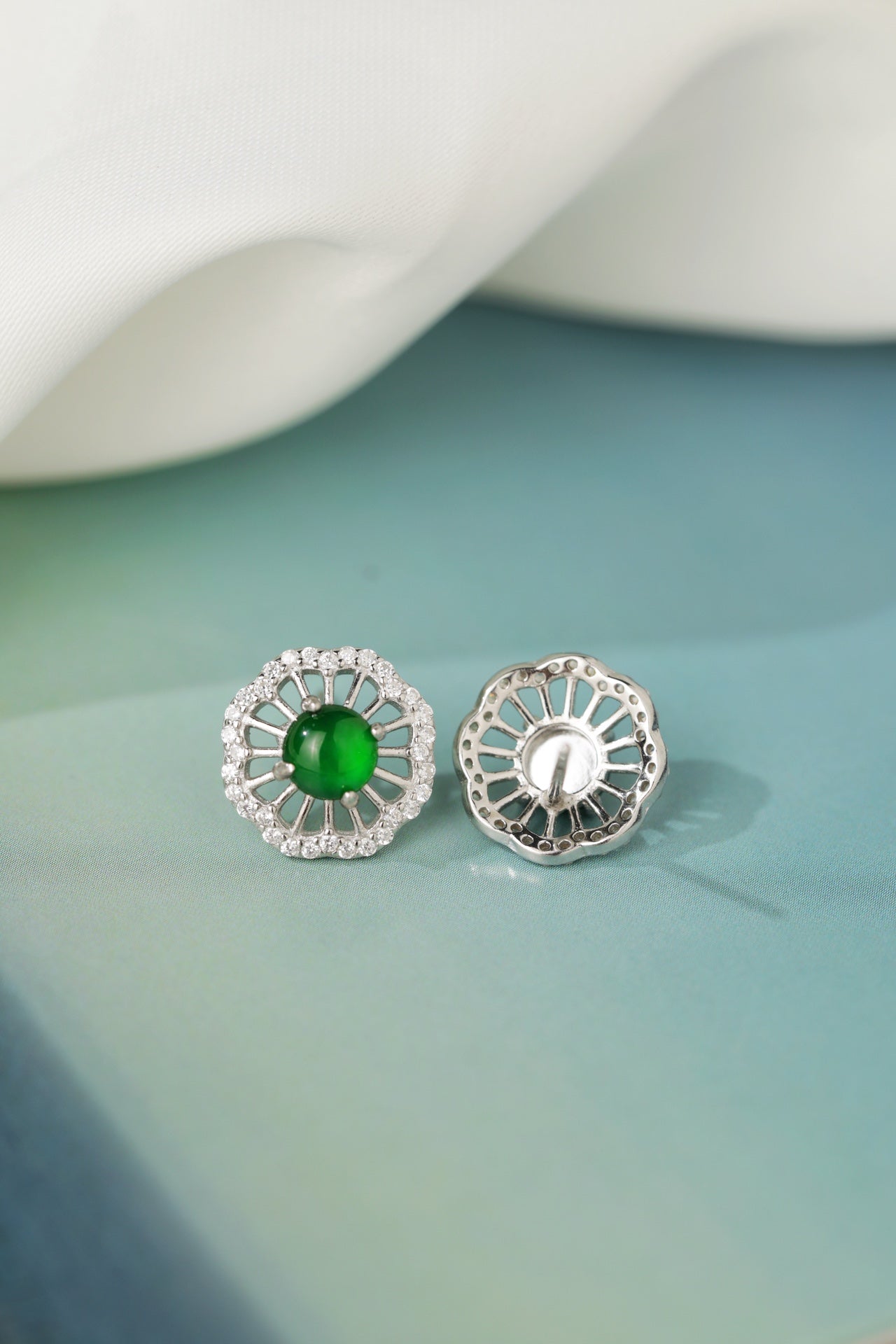 Hollow Circle Jade Stud Earrings | Jekira