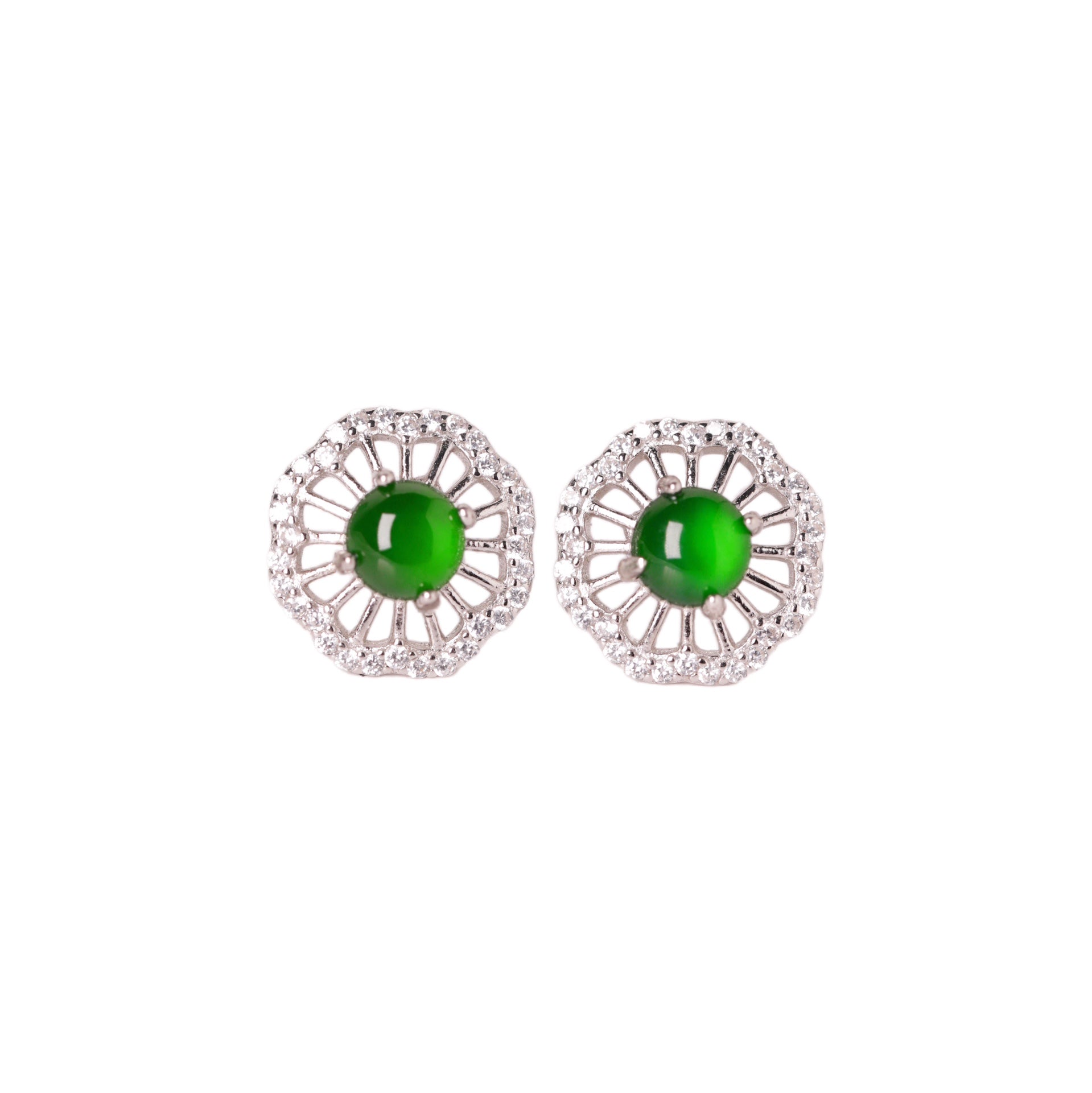 Hollow Circle Jade Stud Earrings | Jekira