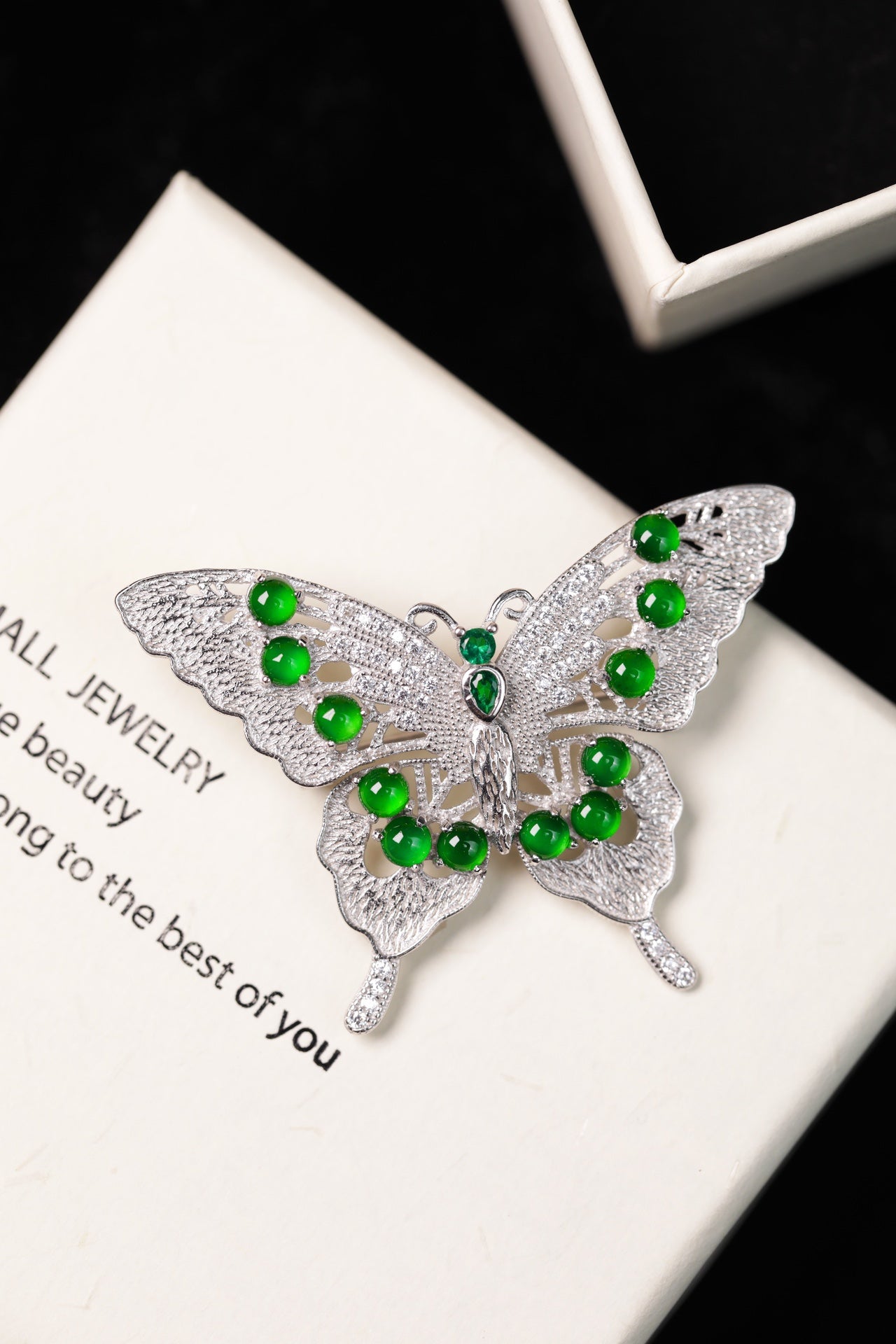Silver/gold Butterfly Jade Brooch | Jekira