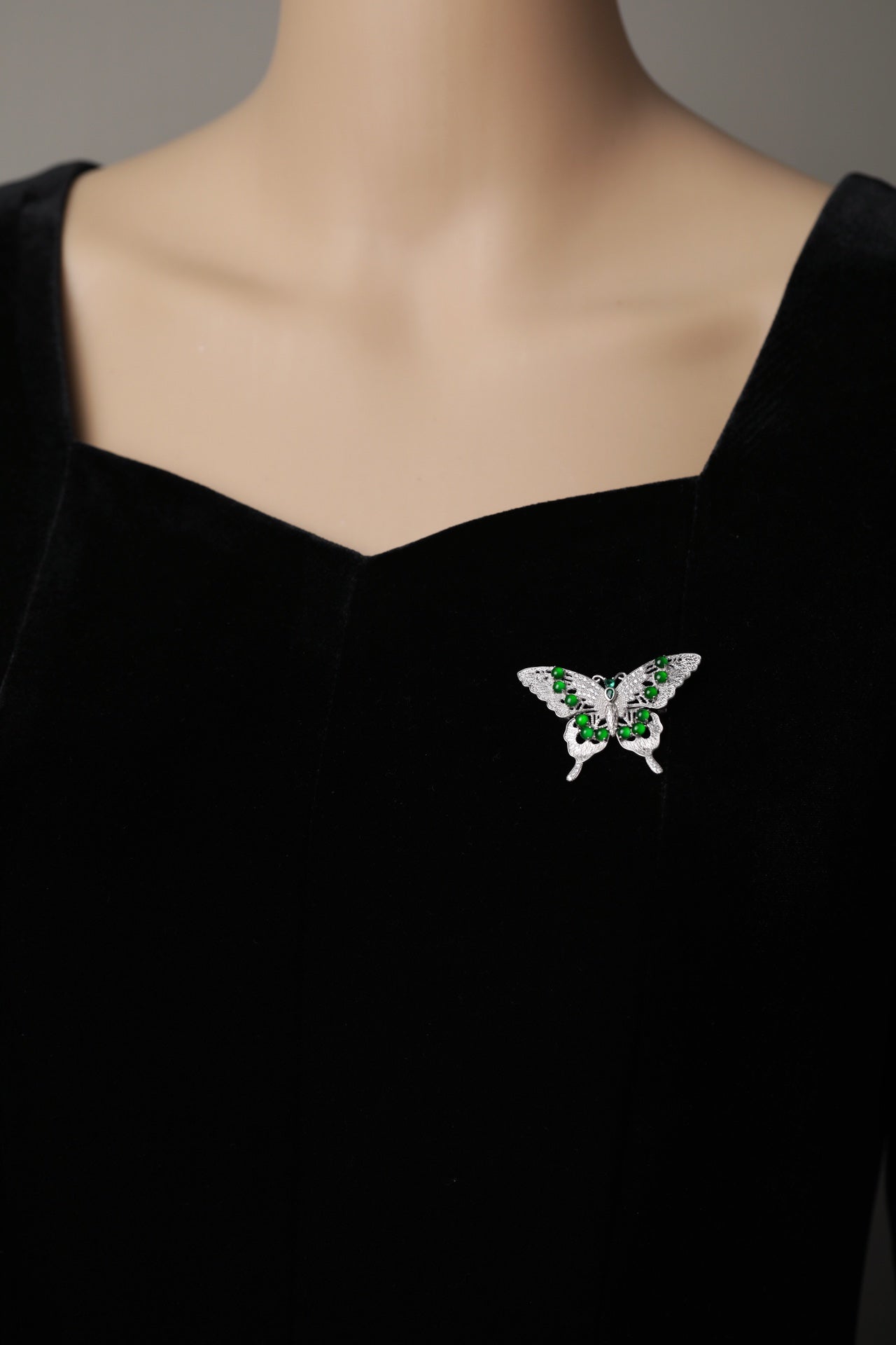 Silver/gold Butterfly Jade Brooch | Jekira