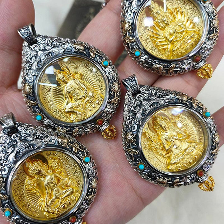 Twelve Zodiac Animals Buddha Thangka Nine Palaces Eight Diagrams God of Wealth Rotating Necklace