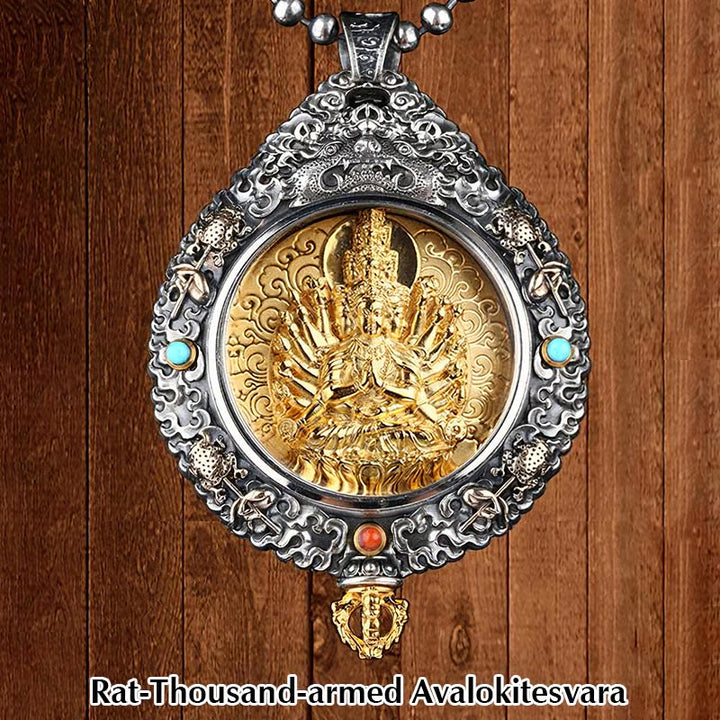 Twelve Zodiac Animals Buddha Thangka Nine Palaces Eight Diagrams God of Wealth Rotating Necklace