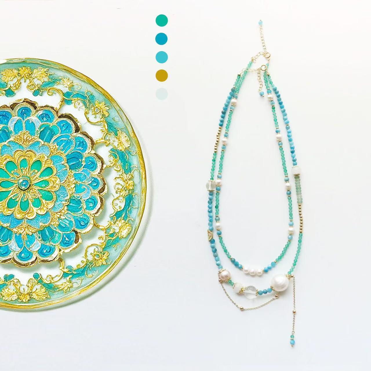 Jekira New Chinese Gemstone Tassel & Pearl Necklace Duo