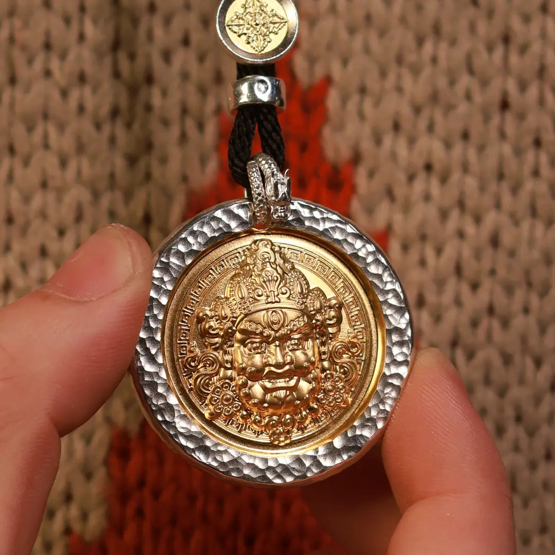 10-Sided gold Yellow Jambhala 999 Gold-Gilded Pendant