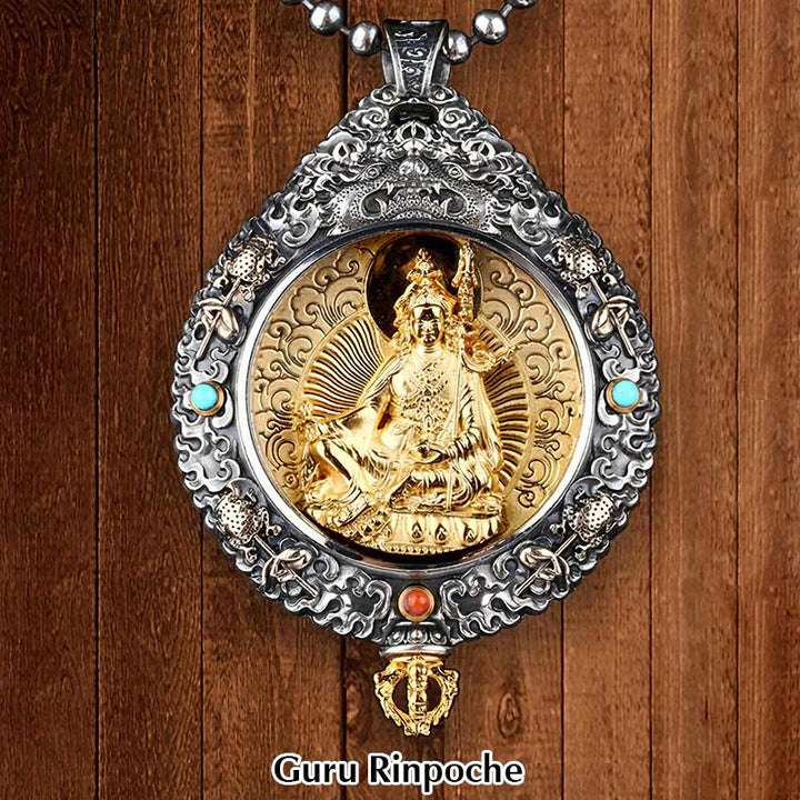 Twelve Zodiac Animals Buddha Thangka Nine Palaces Eight Diagrams God of Wealth Rotating Necklace