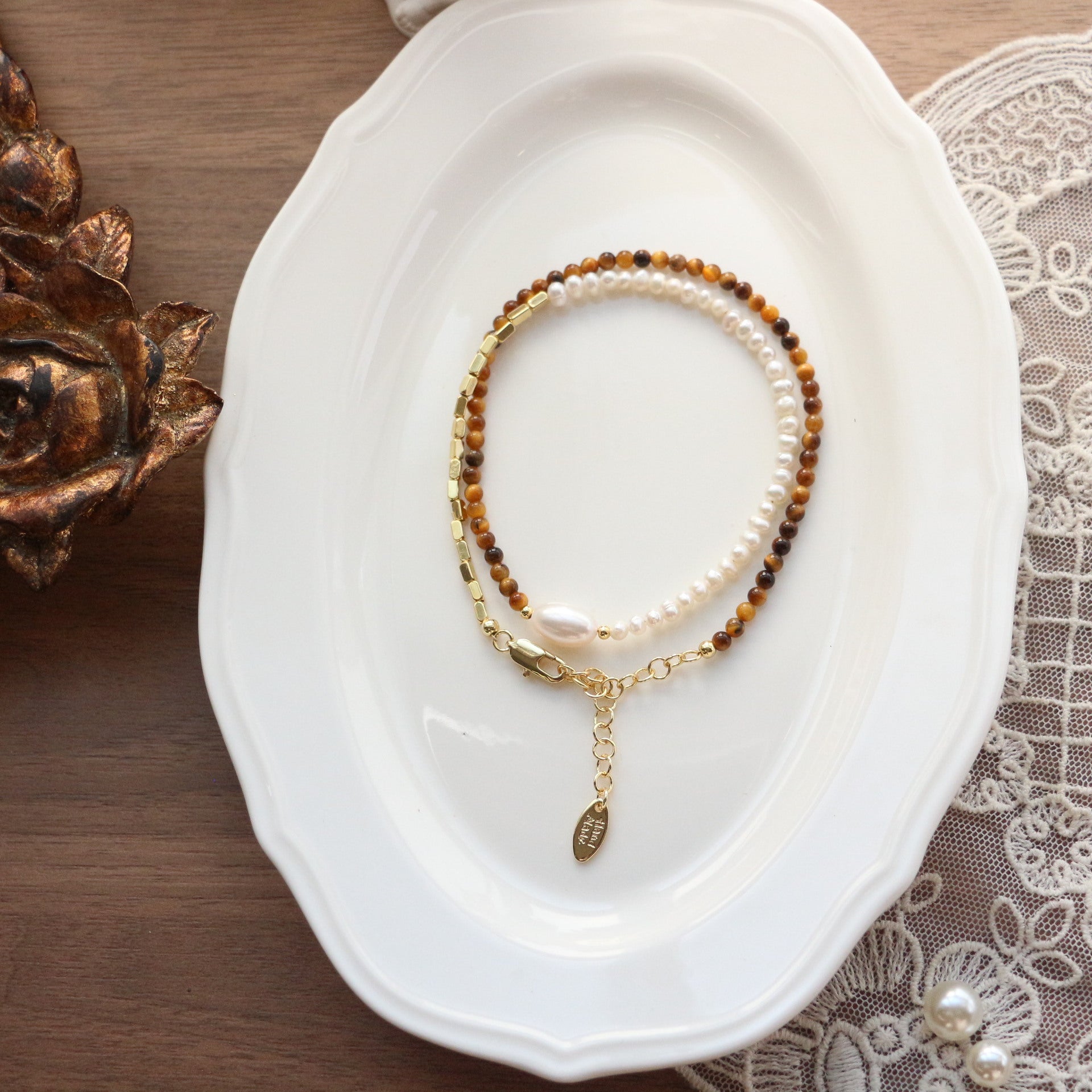 Jekira Natural Gemstone & Baroque Pearl Necklace