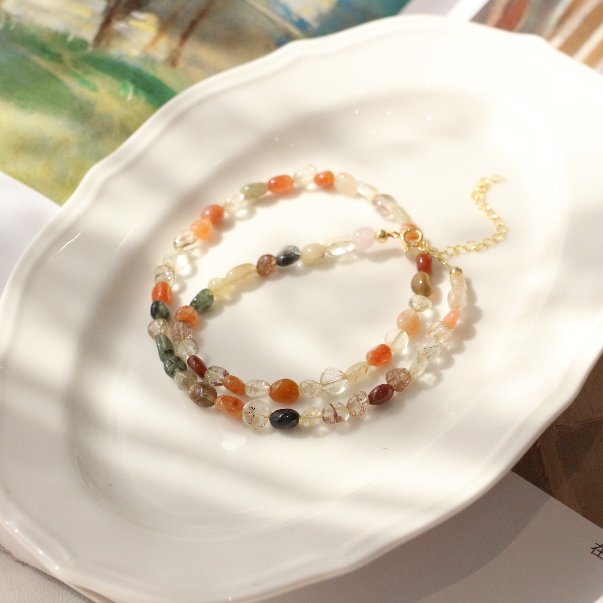 JEKIRA Rainbow Raw Stone Jewelry Set