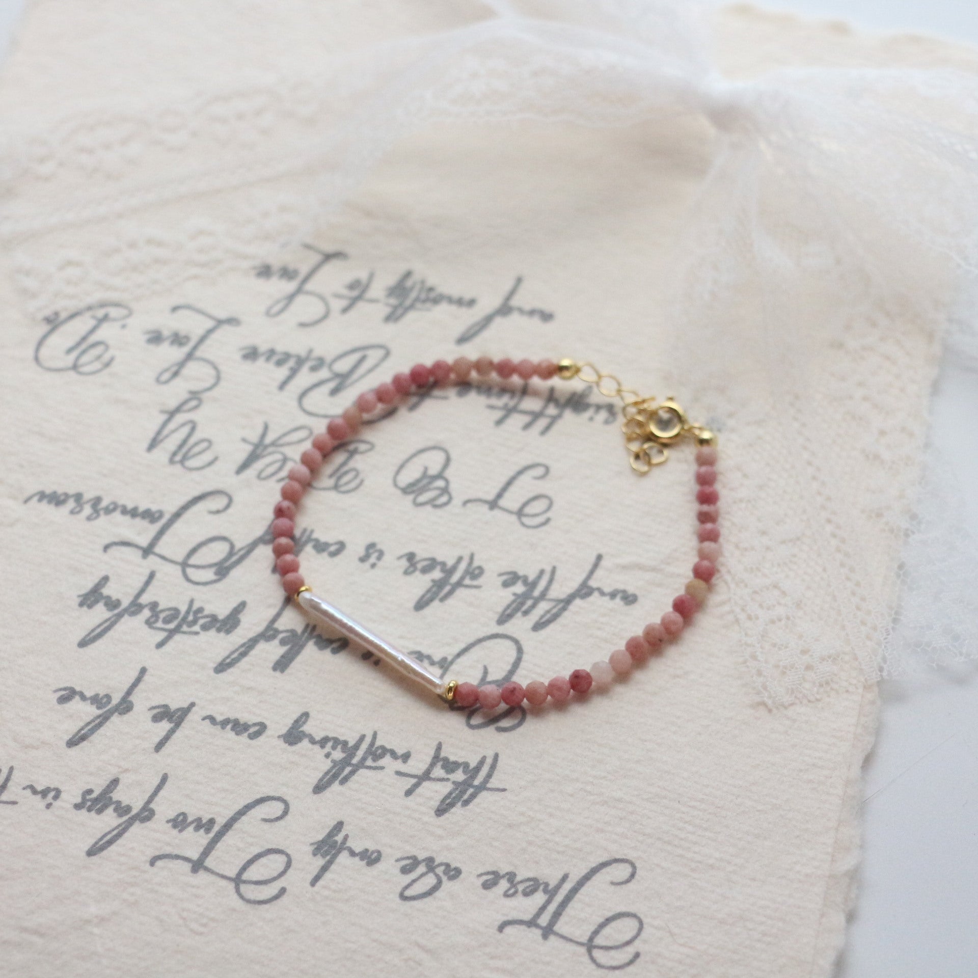 Jekira 6-Piece Rhodonite & Baroque Pearl Set