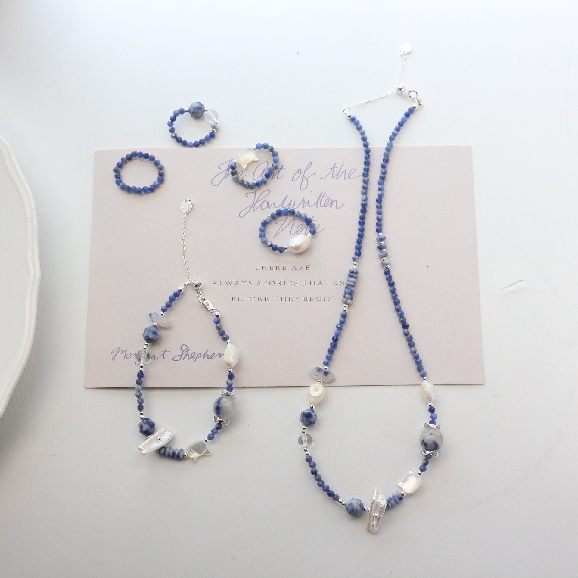 Jekira Ocean Blue Gemstone & Baroque Pearl Jewelry Set