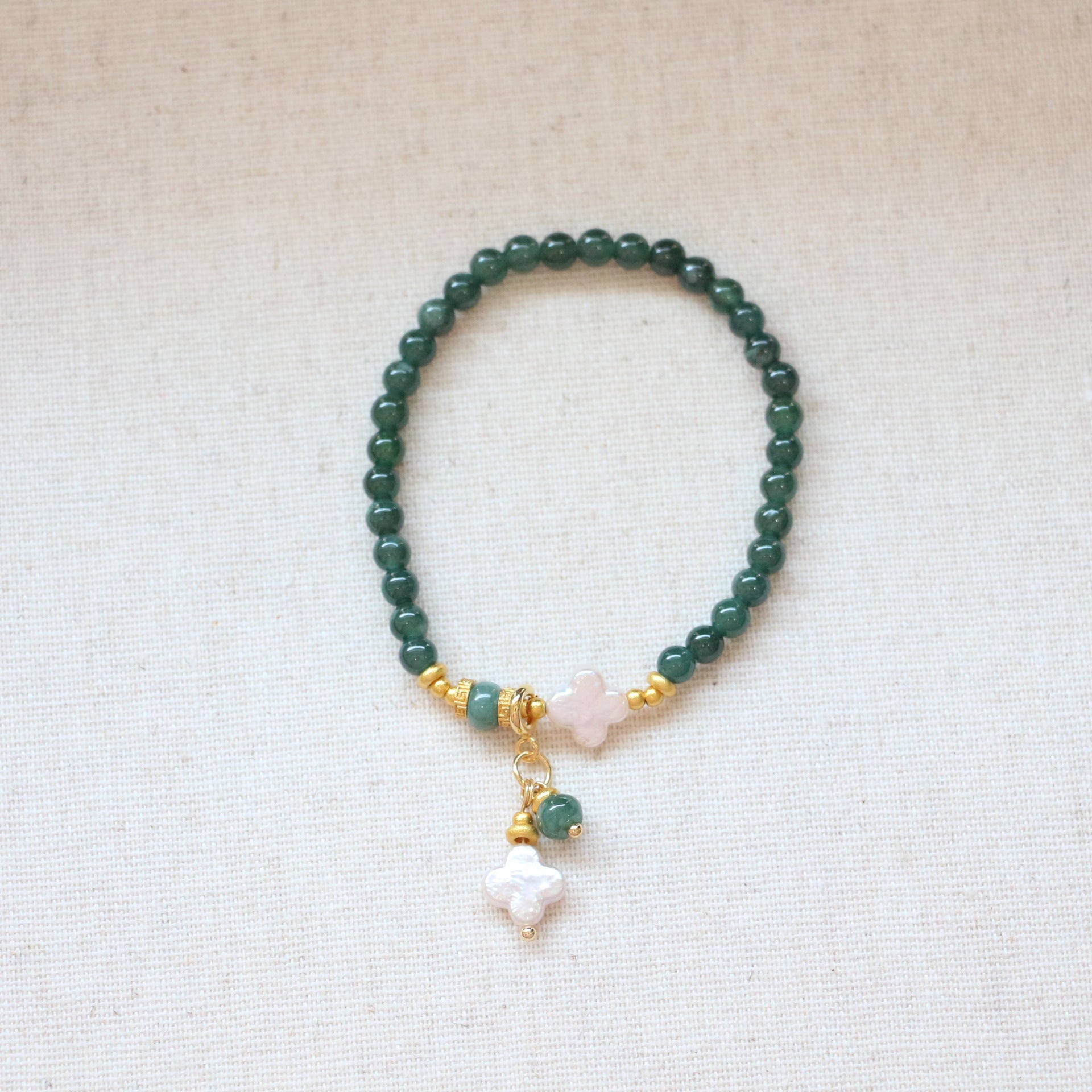 Jekira Clover Jade & Baroque Pearl Bracelet