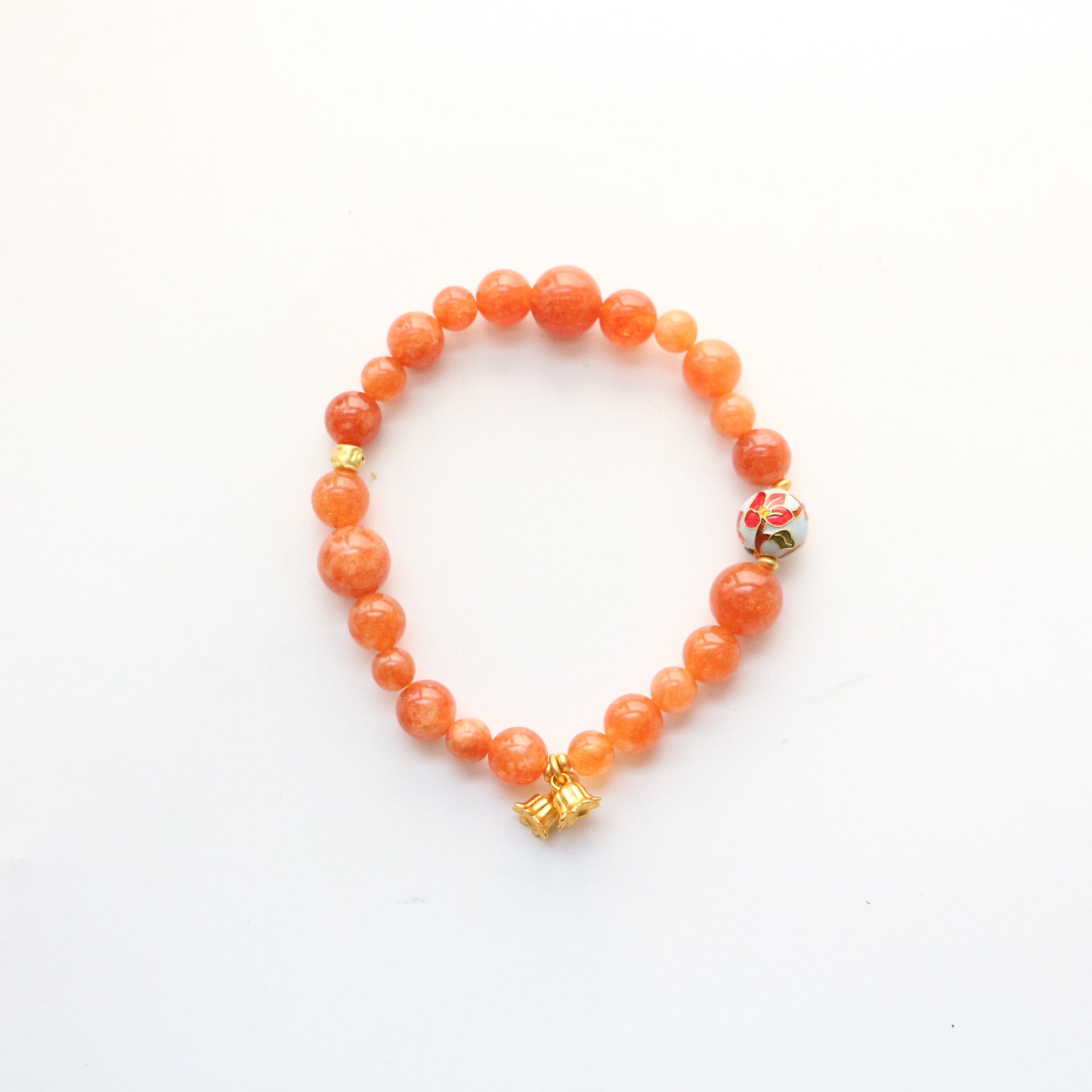 JEKIRA Orange Carnelian & Enamel Lily of the Valley Bracelet