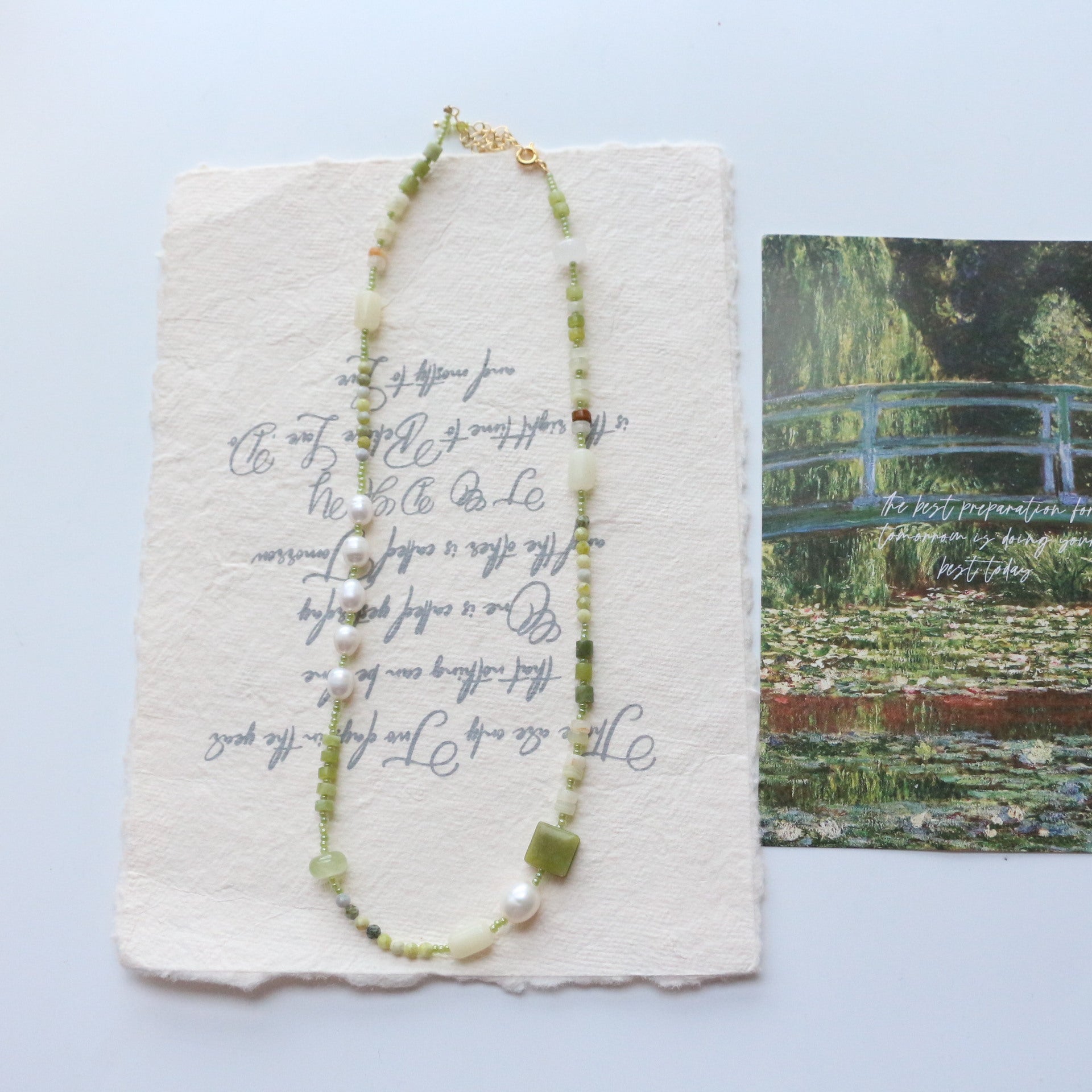 JEKIRA Vintage Green Gemstone & Pearl Jewelry Set