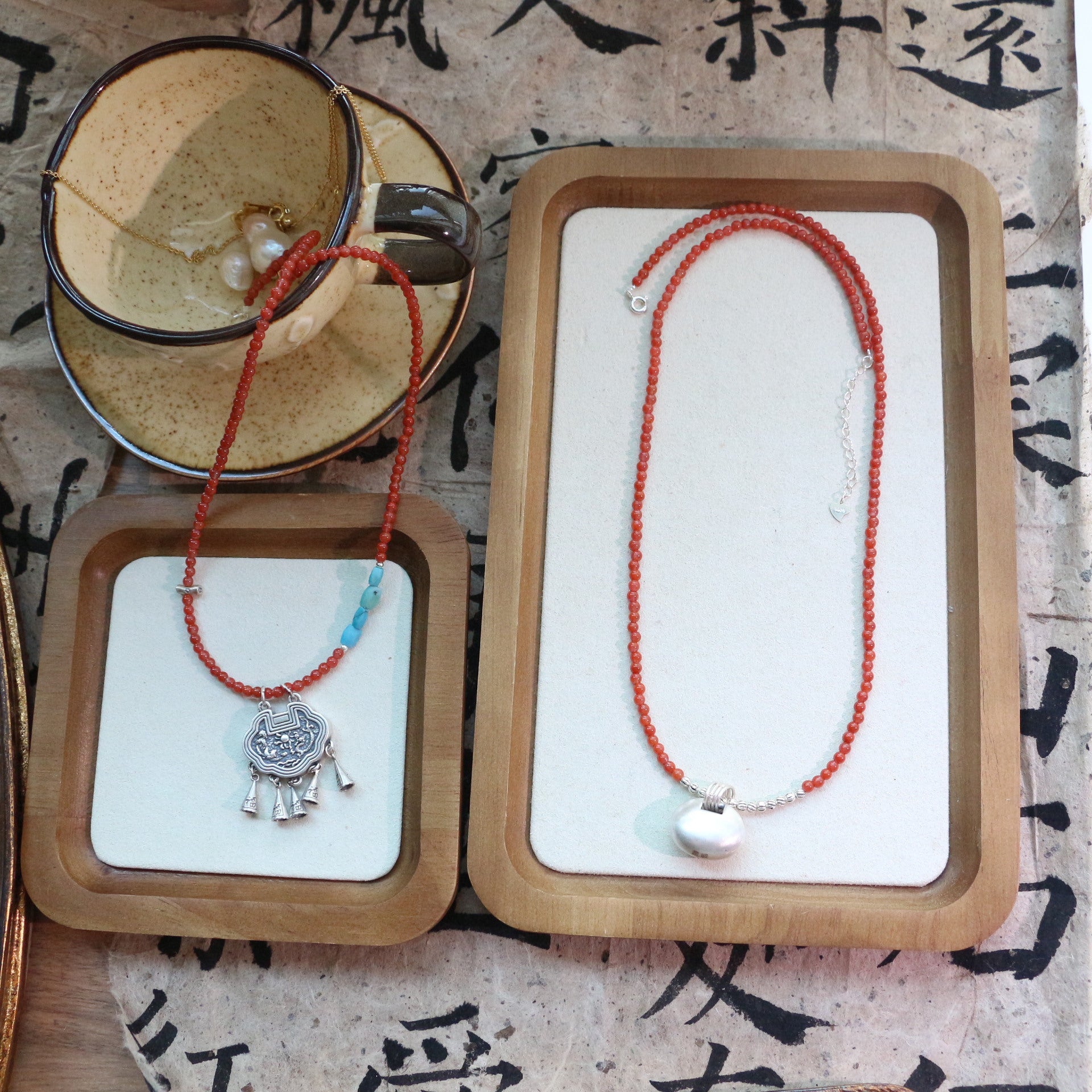 Jekira Nanhong Bead & 999 Pure Silver Necklace Set