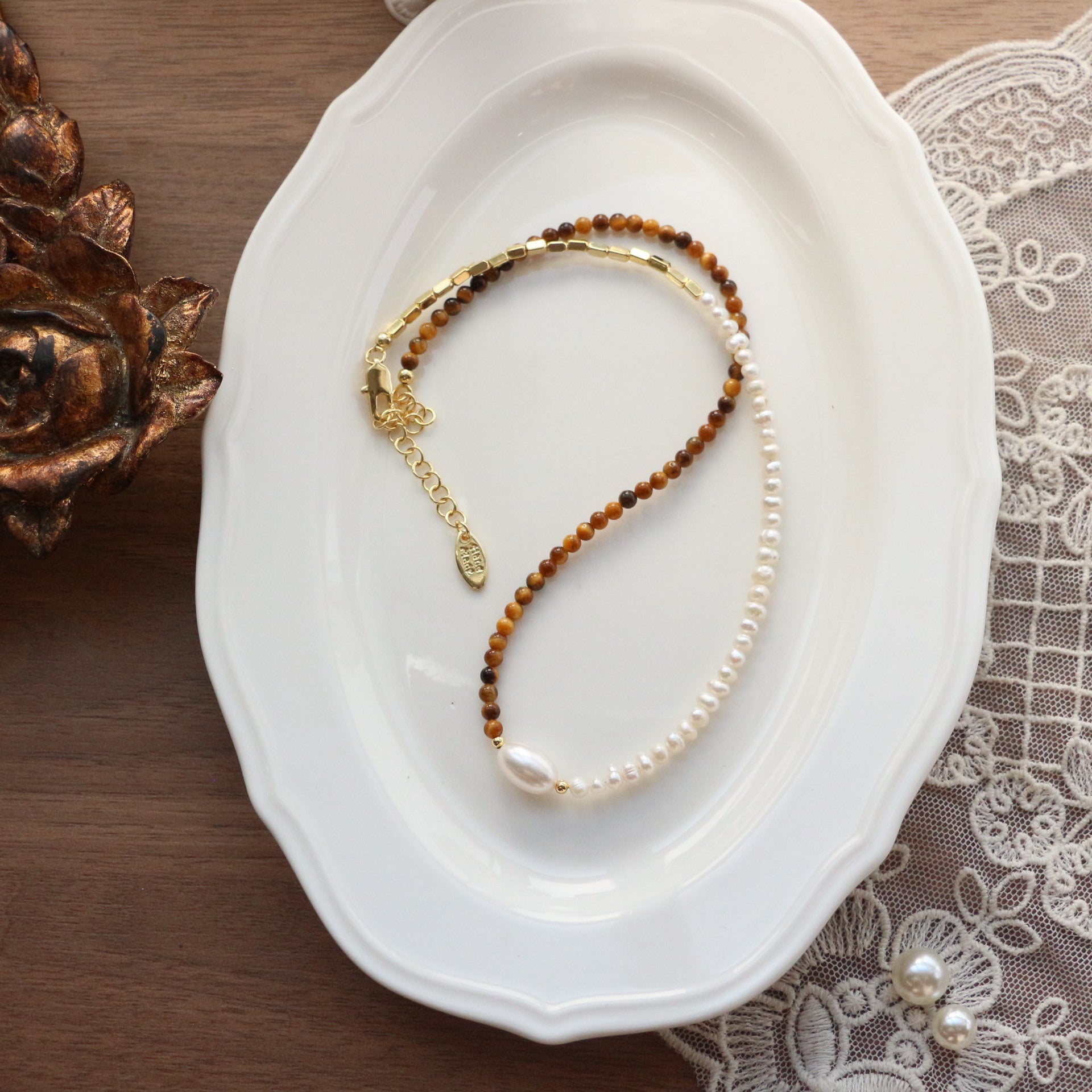 Jekira Natural Gemstone & Baroque Pearl Necklace