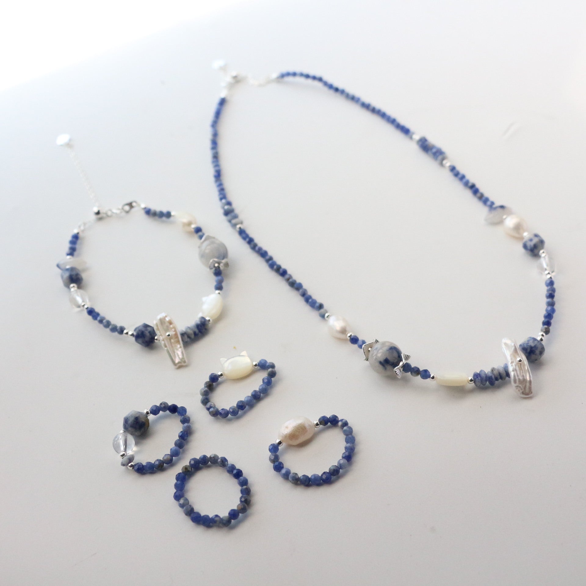 Jekira Ocean Blue Gemstone & Baroque Pearl Jewelry Set