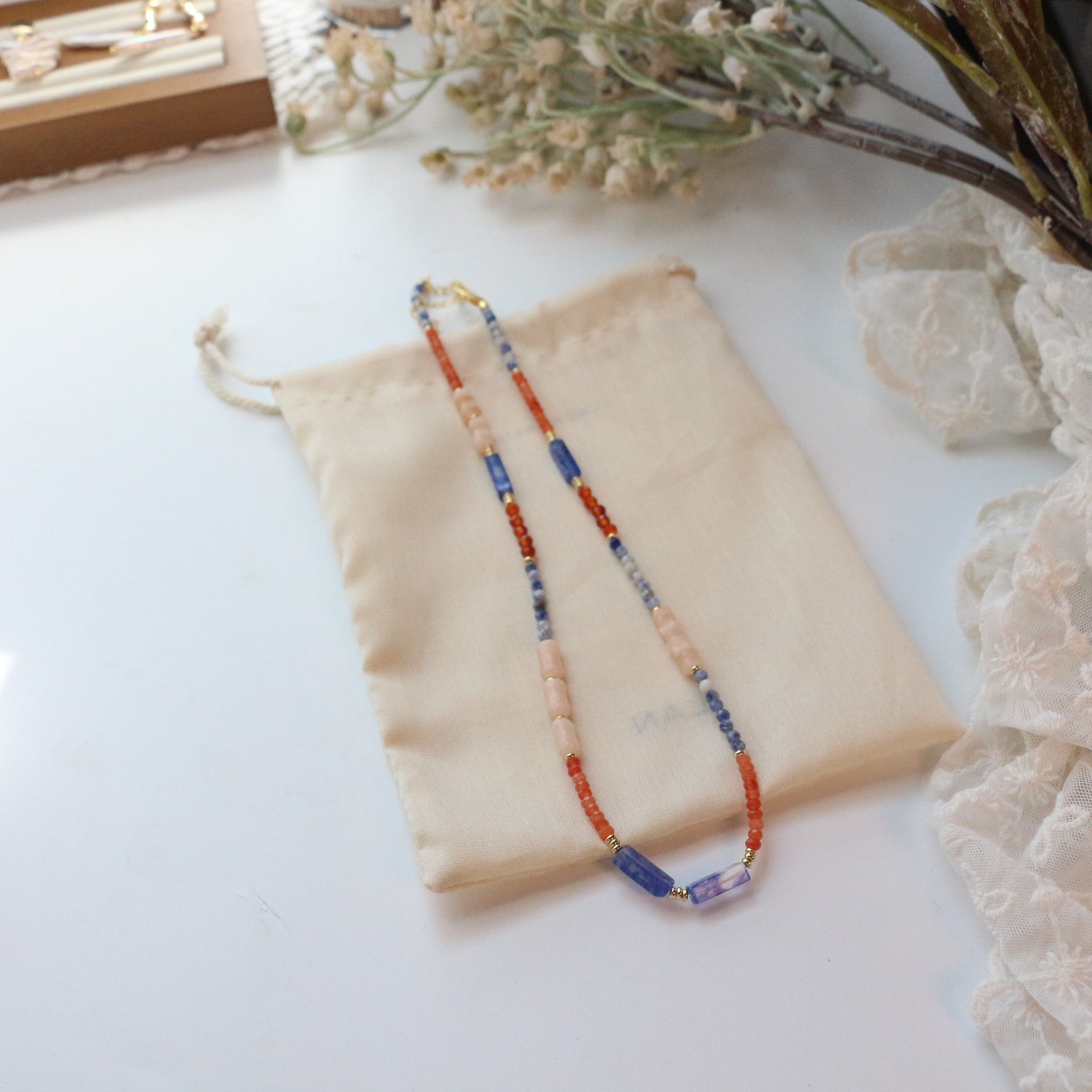 Jekira Orange & Blue Gemstone Jewelry Set
