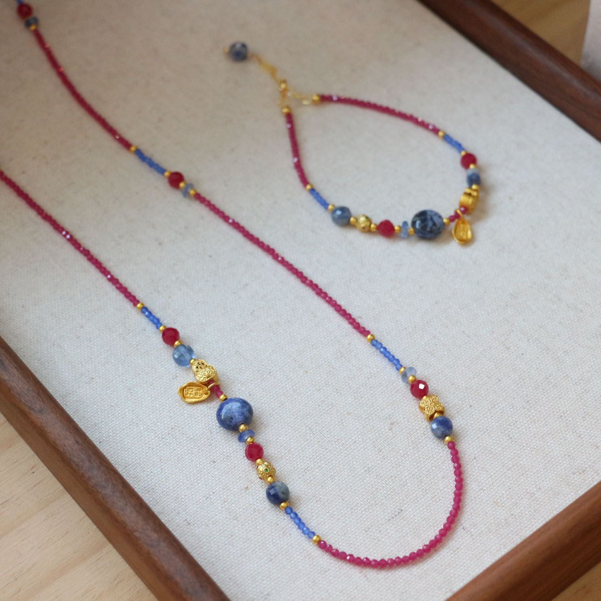 Jekira Ruby Necklace & Bracelet Set