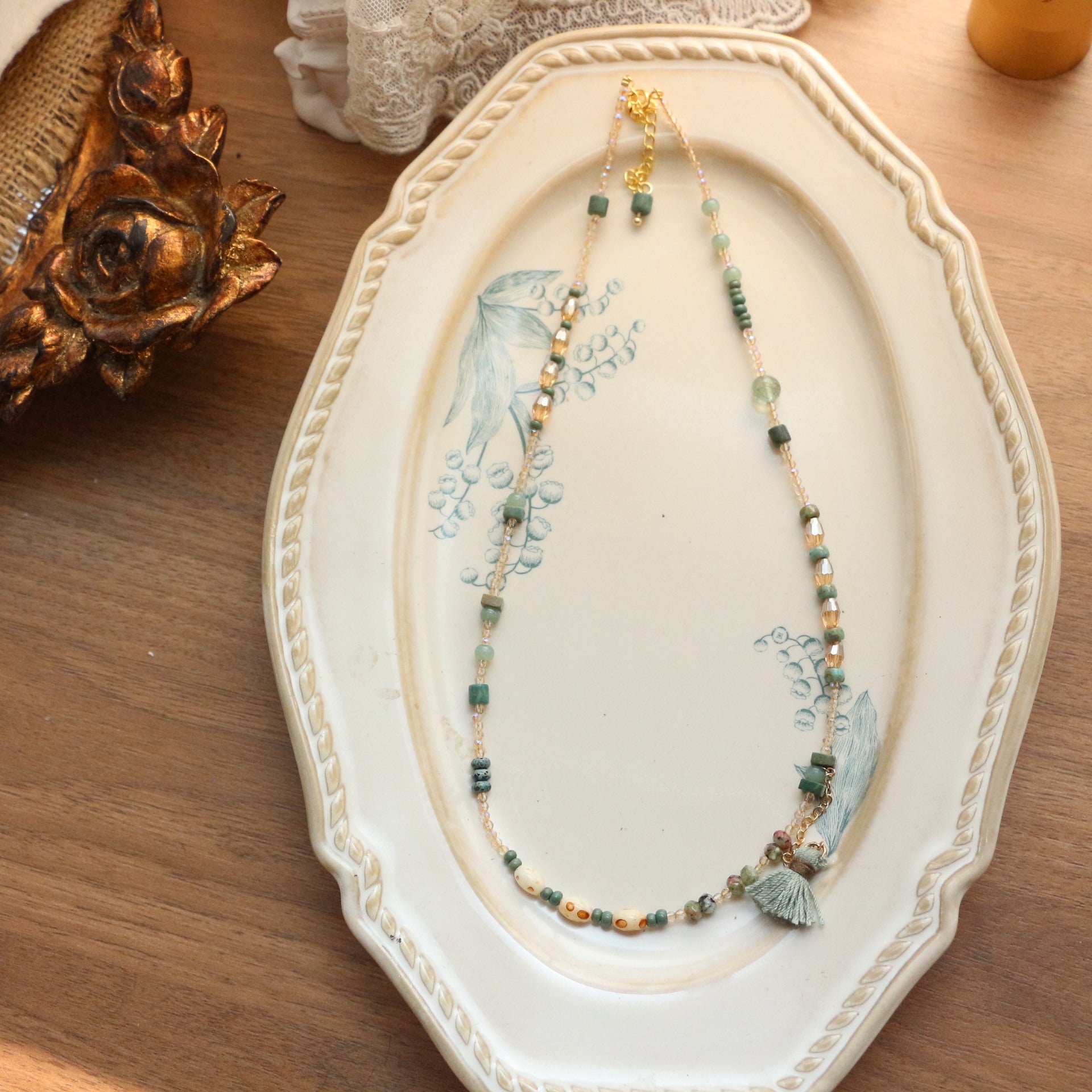 Jekira Celestial Teal Tassel Necklace