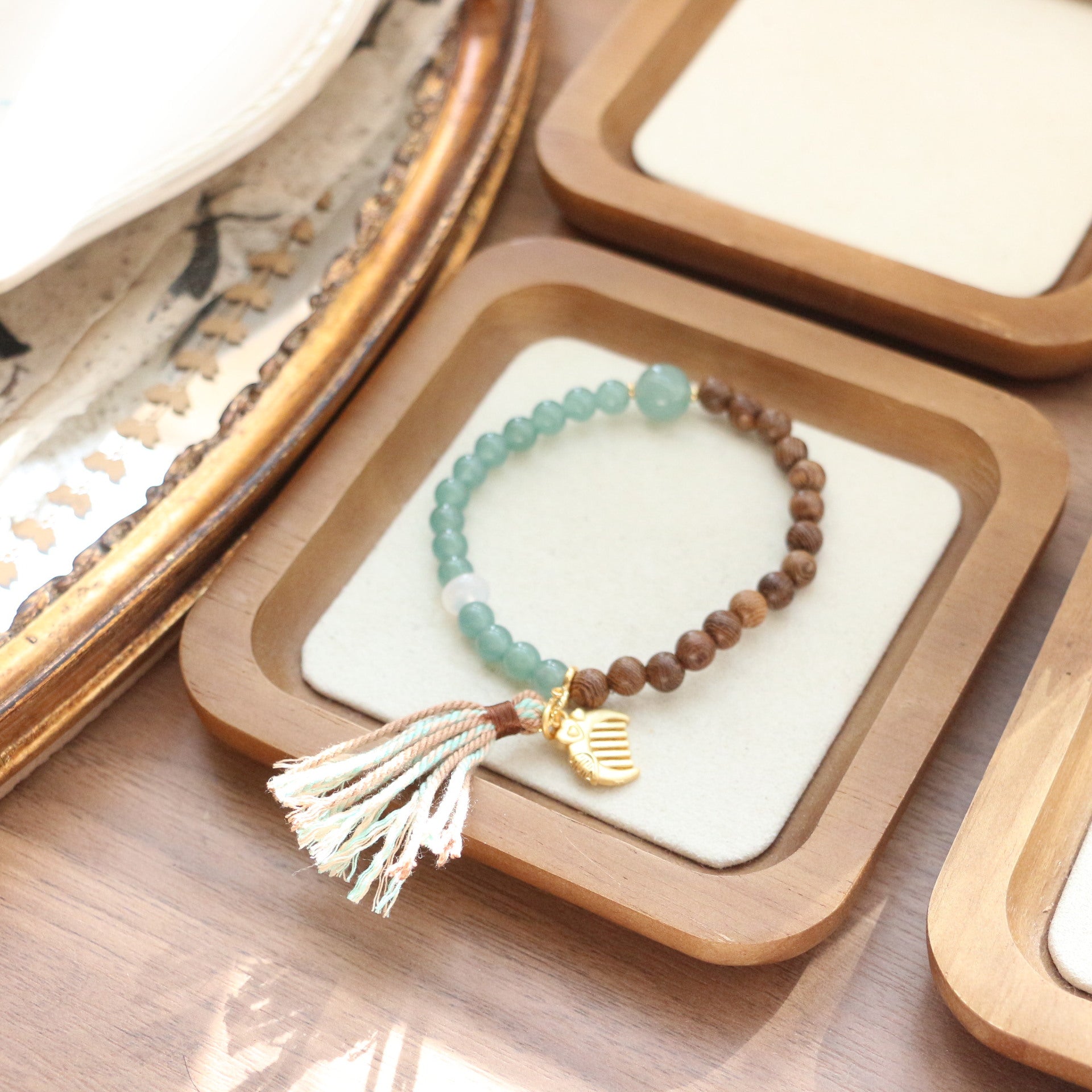 JEKIRA Zen Sandalwood & Green Gemstone Bracelet Set