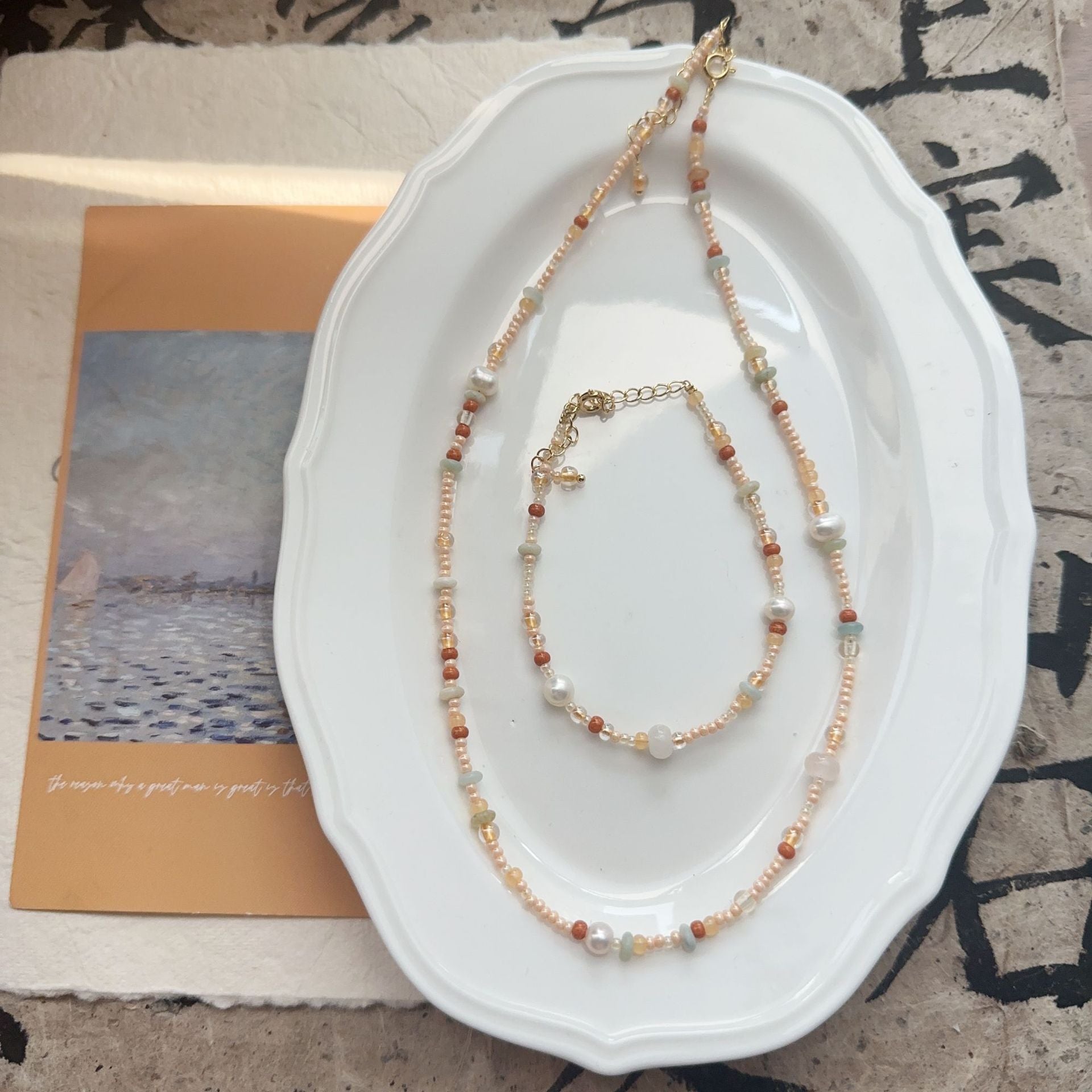 JEKIRA Multicolor Gemstone & Baroque Pearl Beaded Jewelry Set