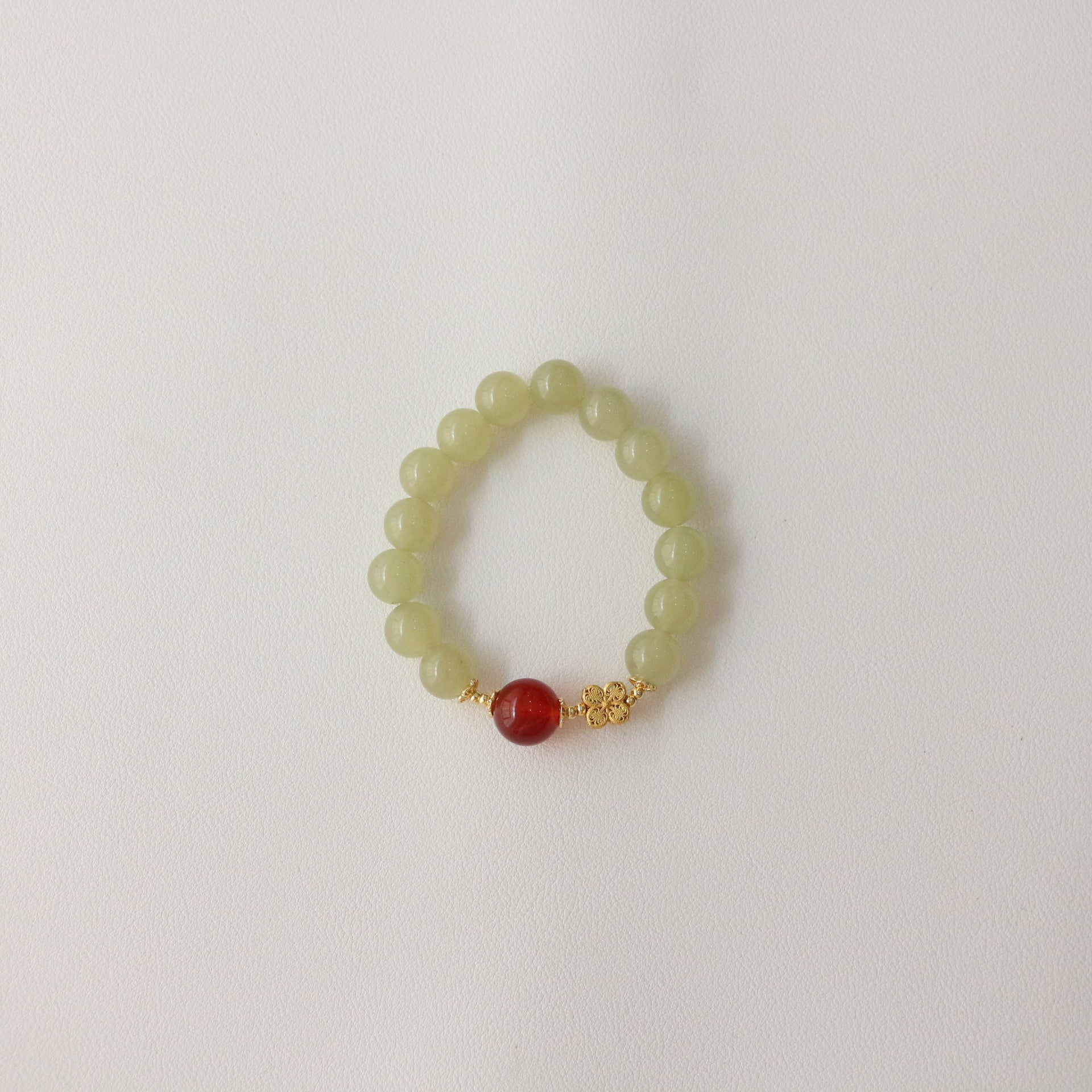 Jekira Green Gemstone & Red Agate Bracelet Duo – 15cm & 16cm Hand Sizes, 18K Gold Plated