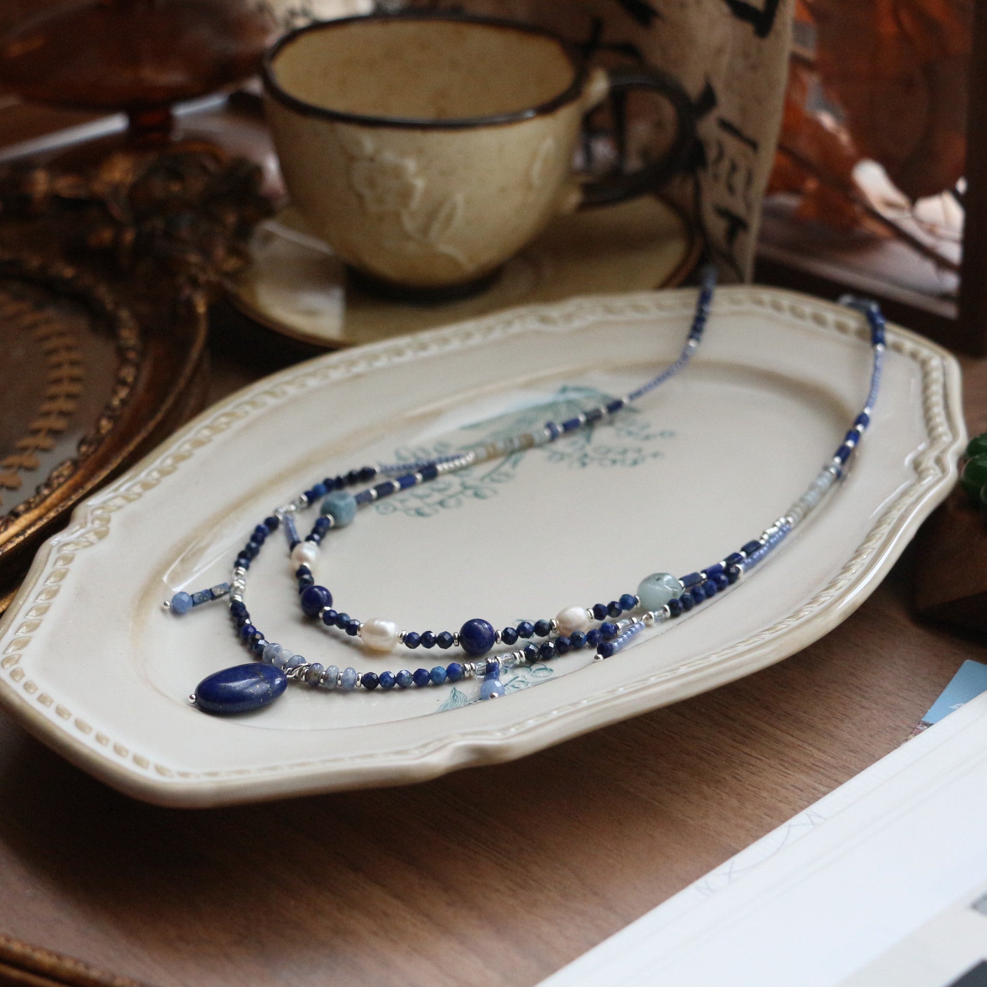 JEKIRA Sunset Oasis Turquoise & Spessartine Garnet Layering Necklace