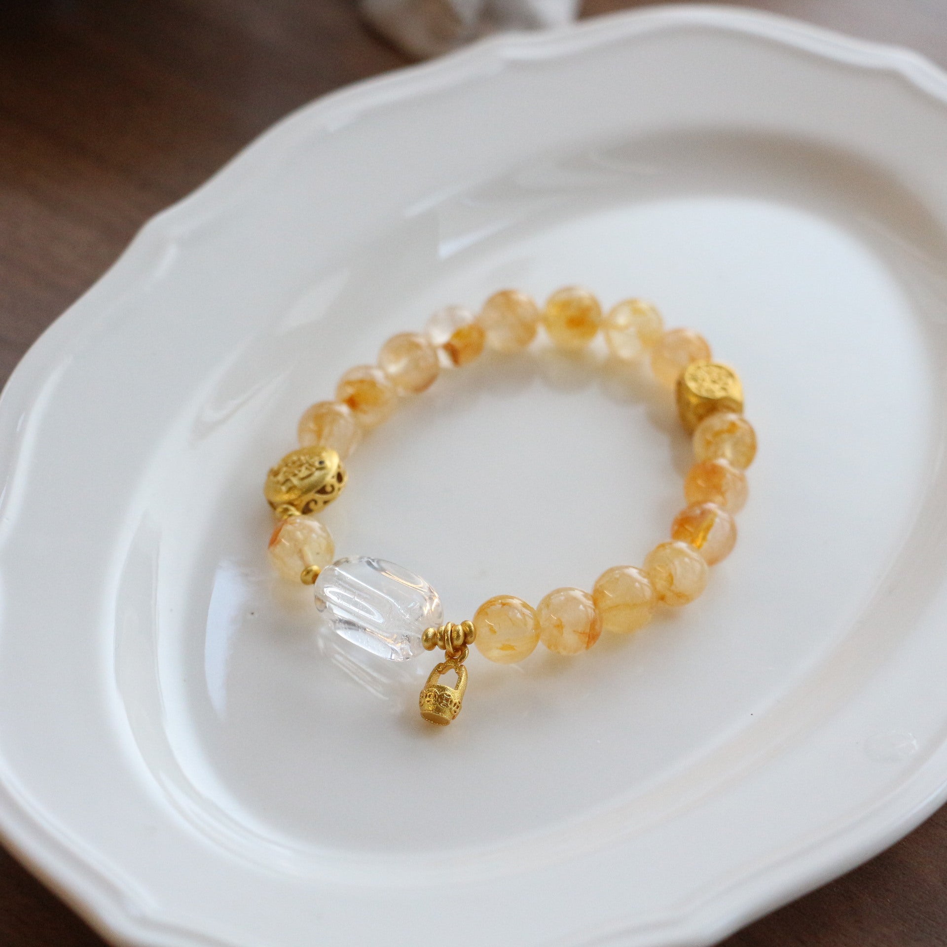 JEKIRA Yellow Quartz & White Crystal Bracelet