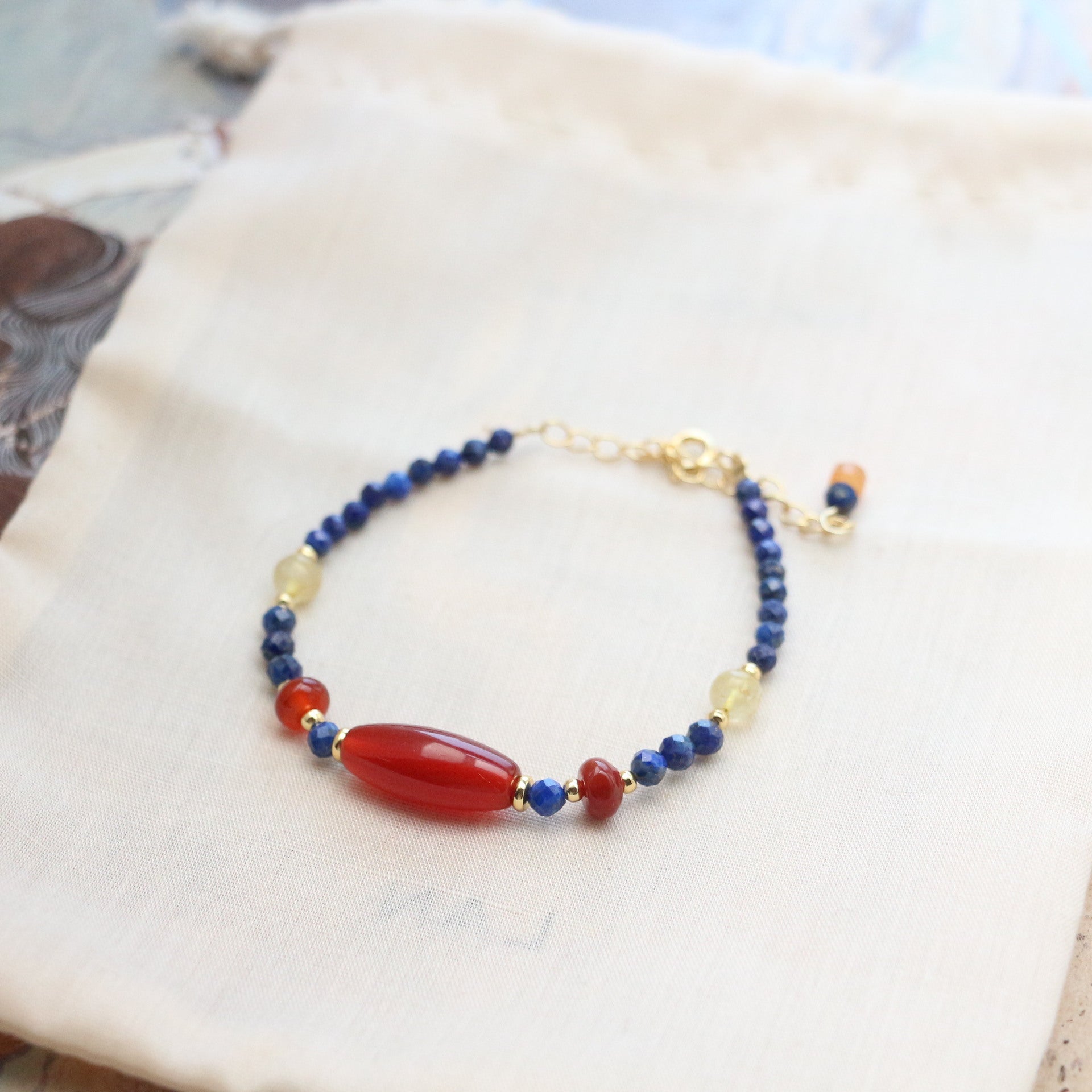 JEKIRA Lapis Lazuli Healing Bracelet with Citrine & Red Agate