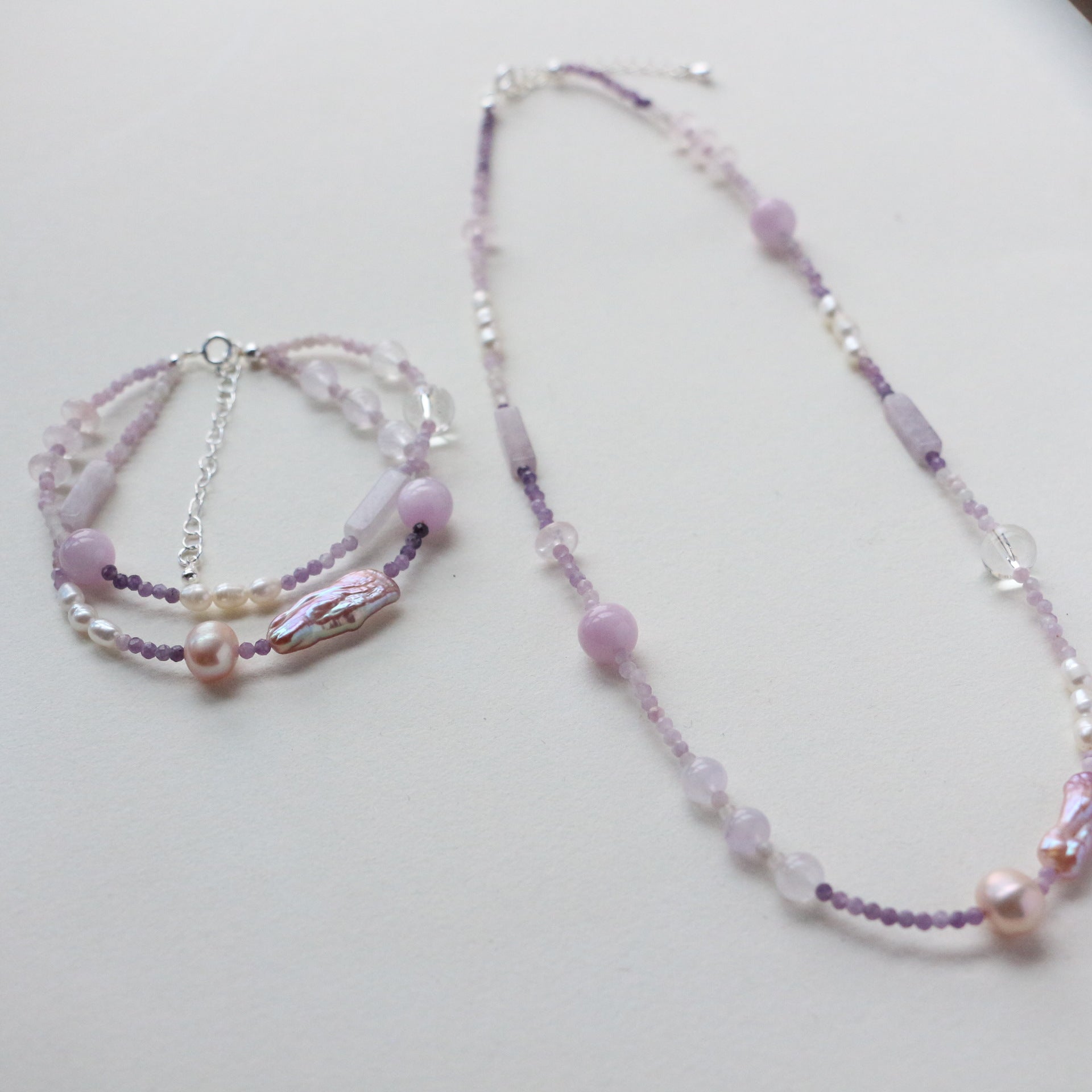 JEKIRA Lilac Amethyst & Pearl Duo - Necklace & Bracelet Set