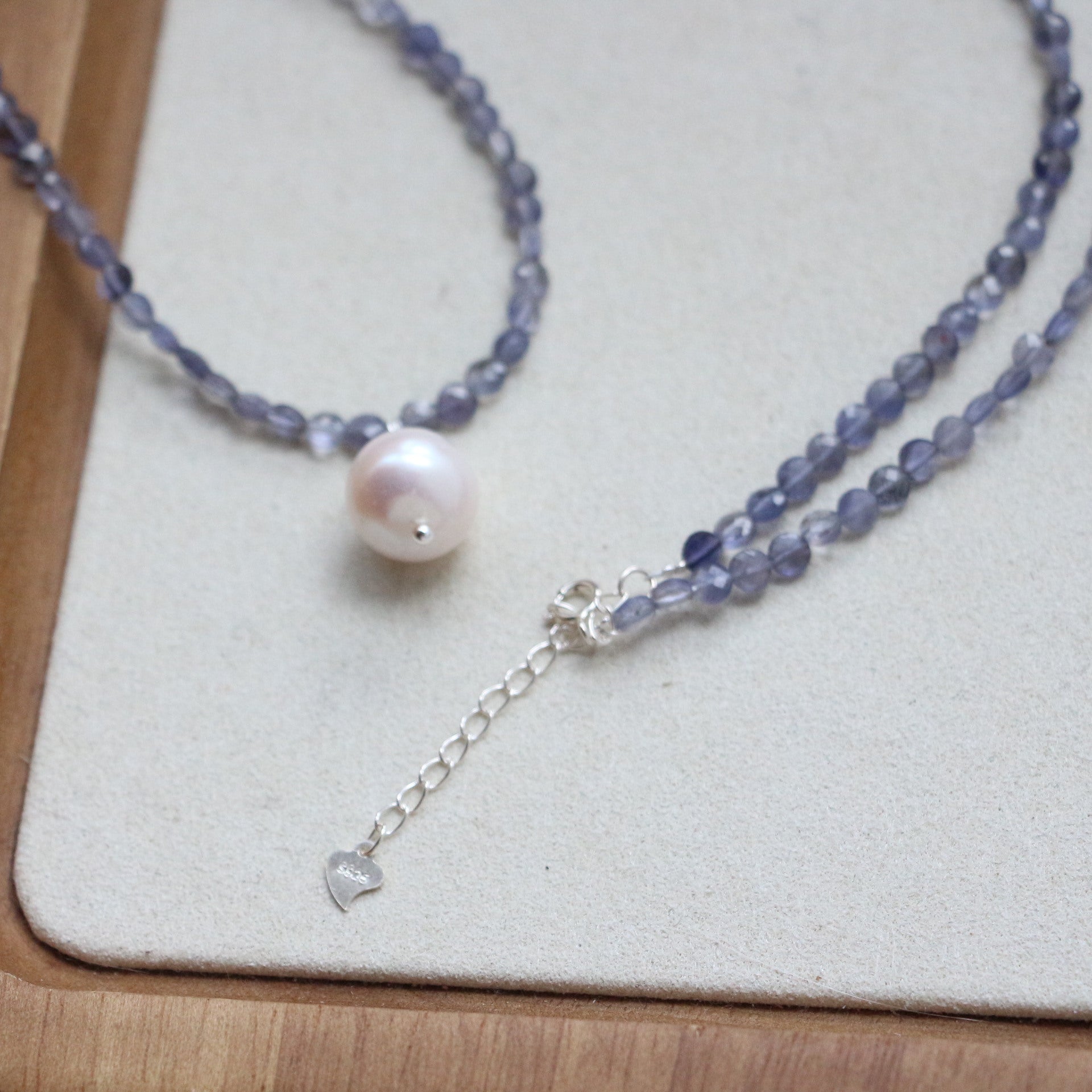 Jekira Chinese-Inspired Blue Gemstone & Petal Pearl Necklace Set