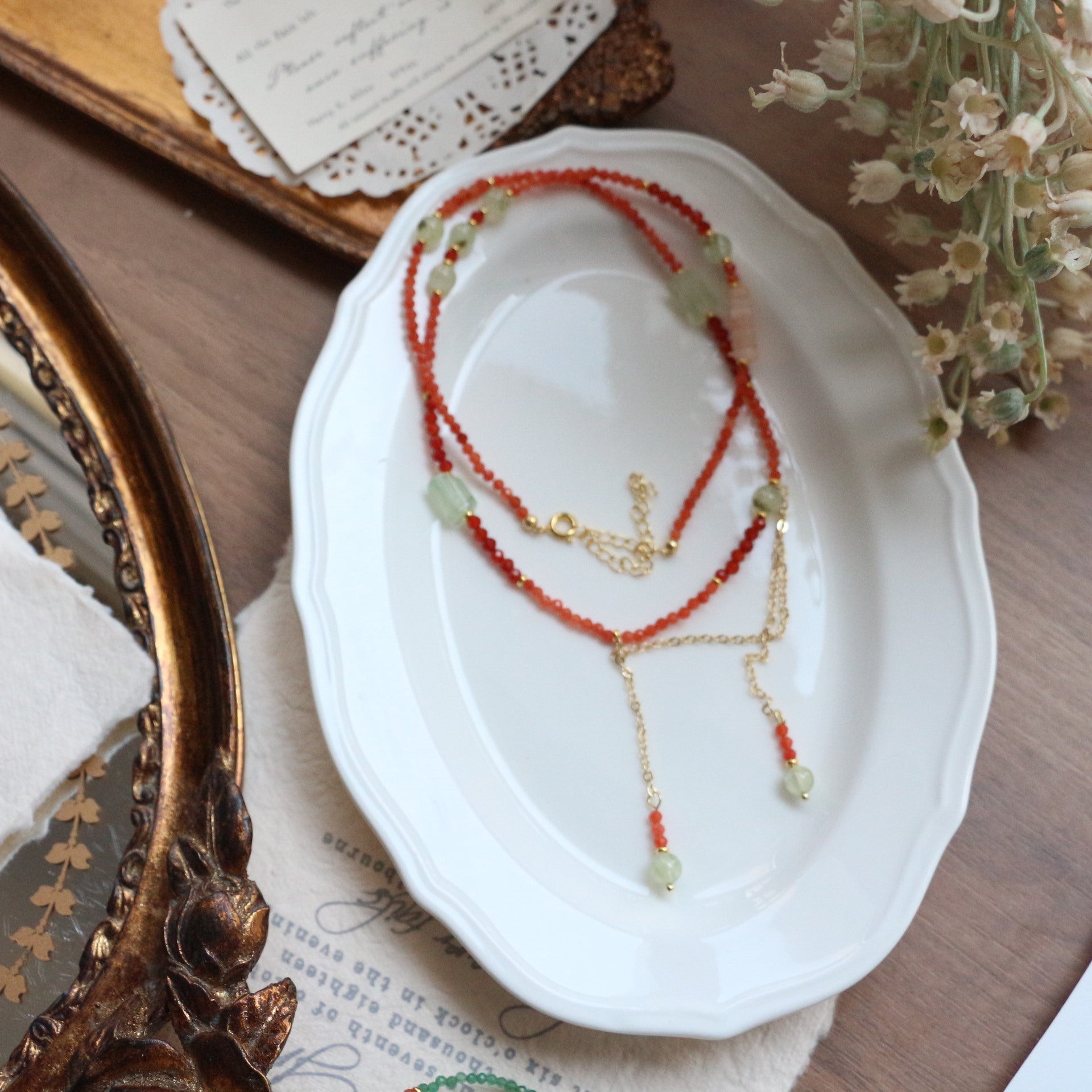 Jekira Prehnite & Agate Tassel Necklace