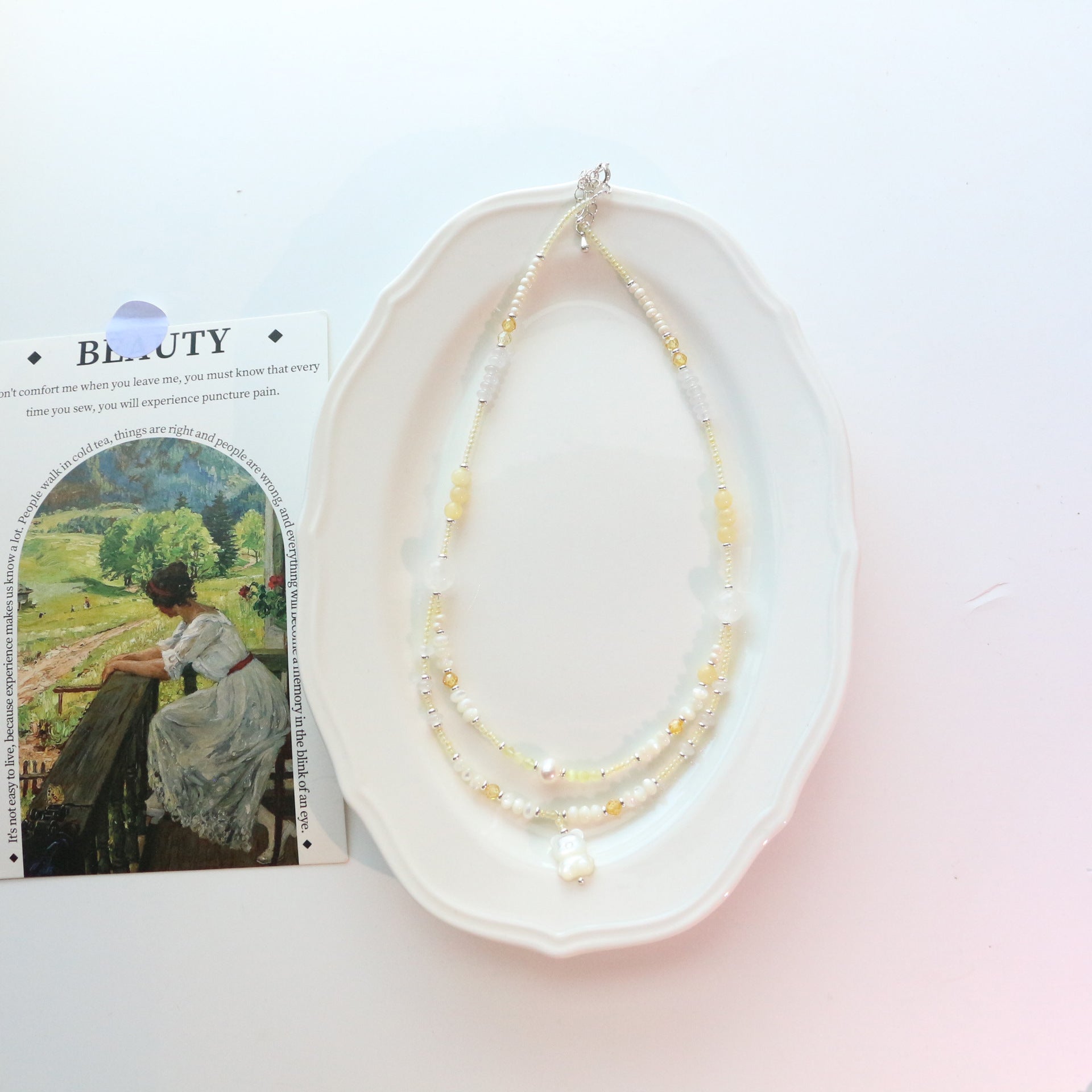 Jekira Double Layer Topaz & Cat's Eye Necklace