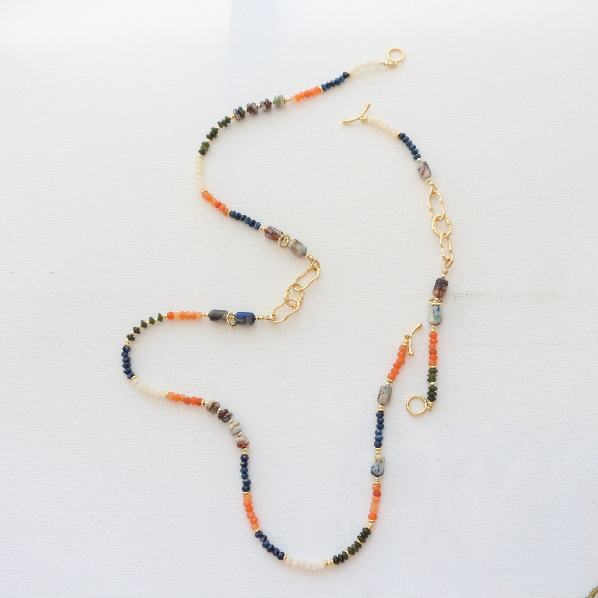 Jekira Dunhuang Color Gemstone Convertible Set – 65cm Necklace & 15-16cm Bracelet