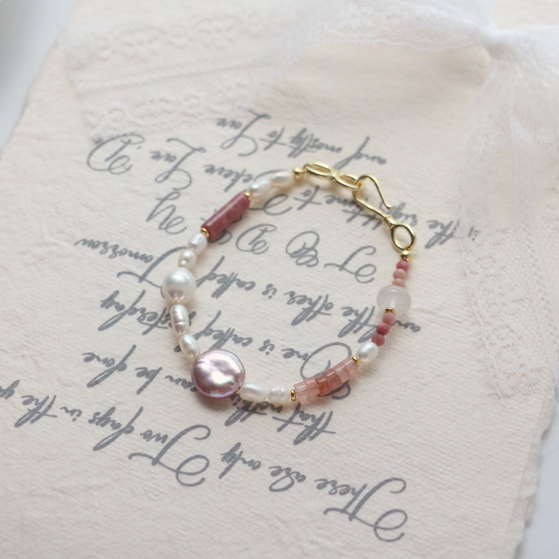 Jekira 6-Piece Rhodonite & Baroque Pearl Set