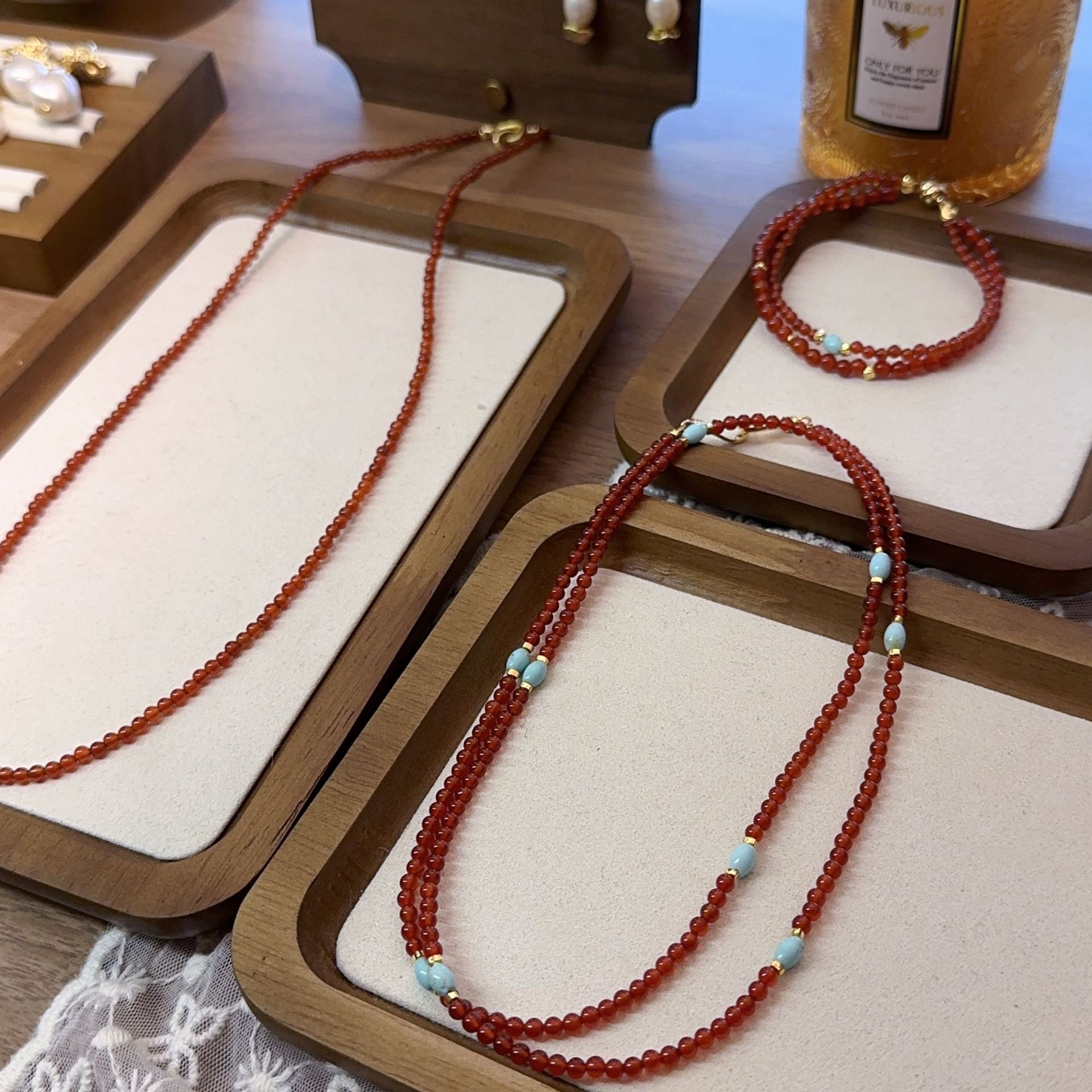Jekira | Red Agate & Turquoise Jewelry Set