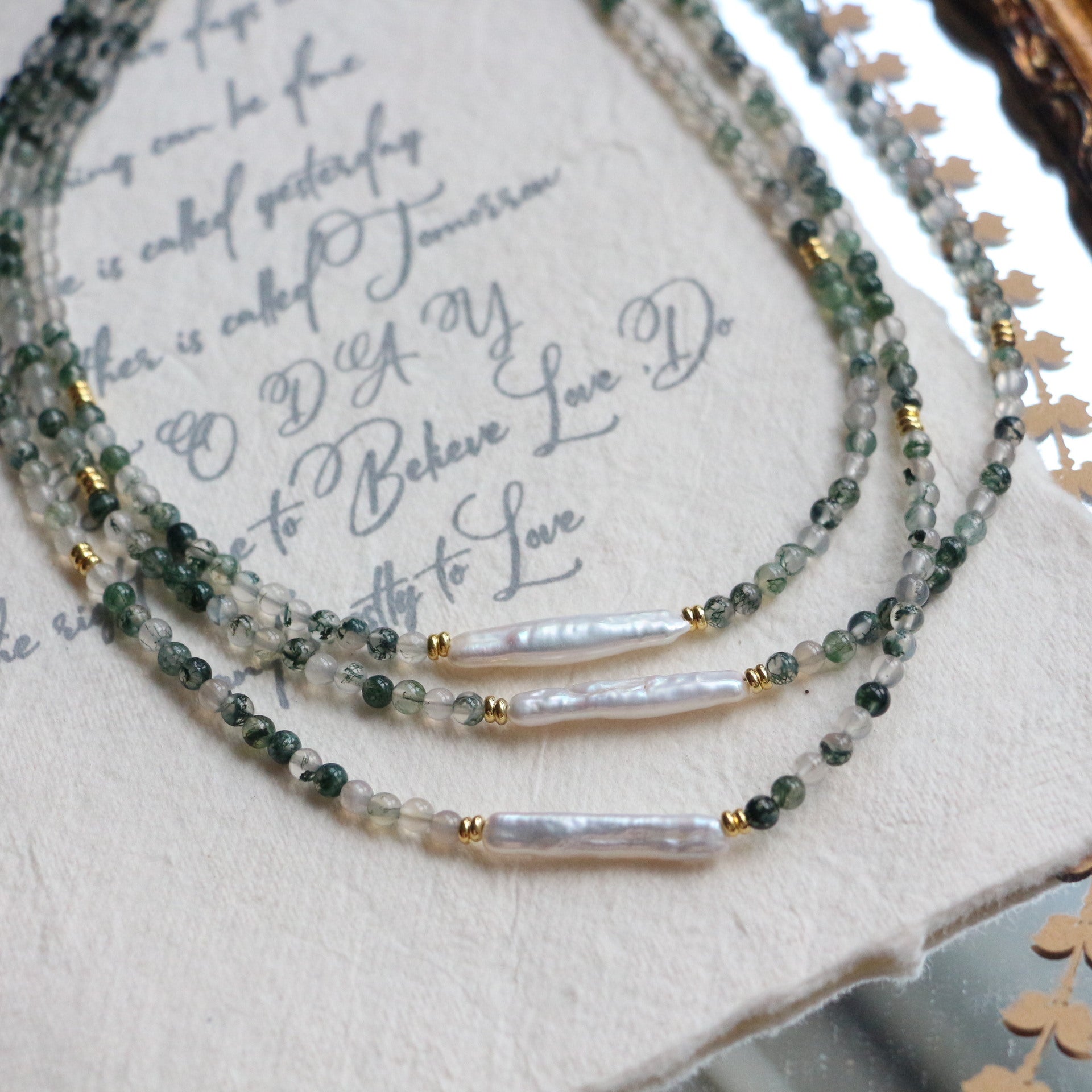 Jekira Green Agate & Baroque Pearl Necklace