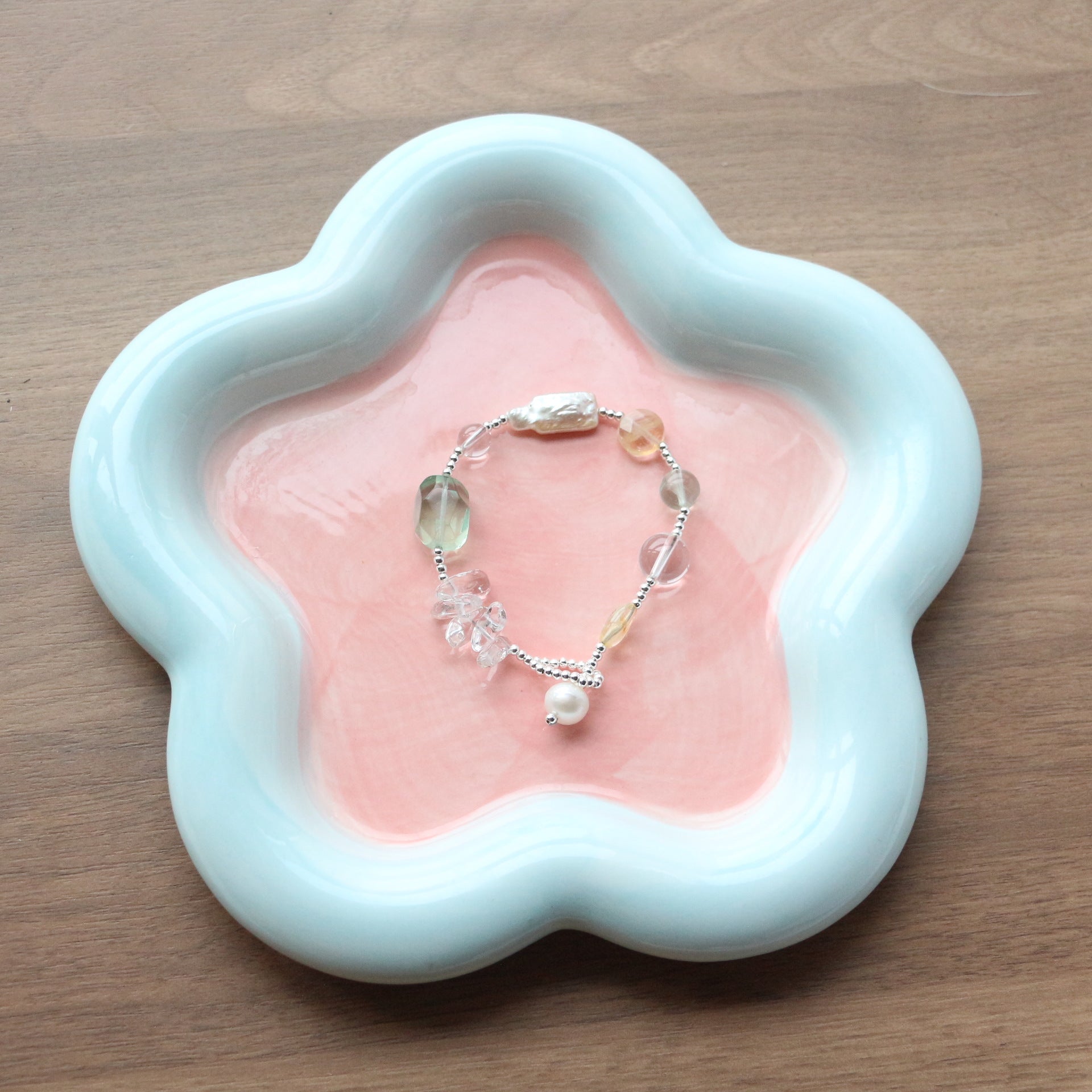 JEKIRA Fluorite Crystal & Pearl Healing Bracelet Duo