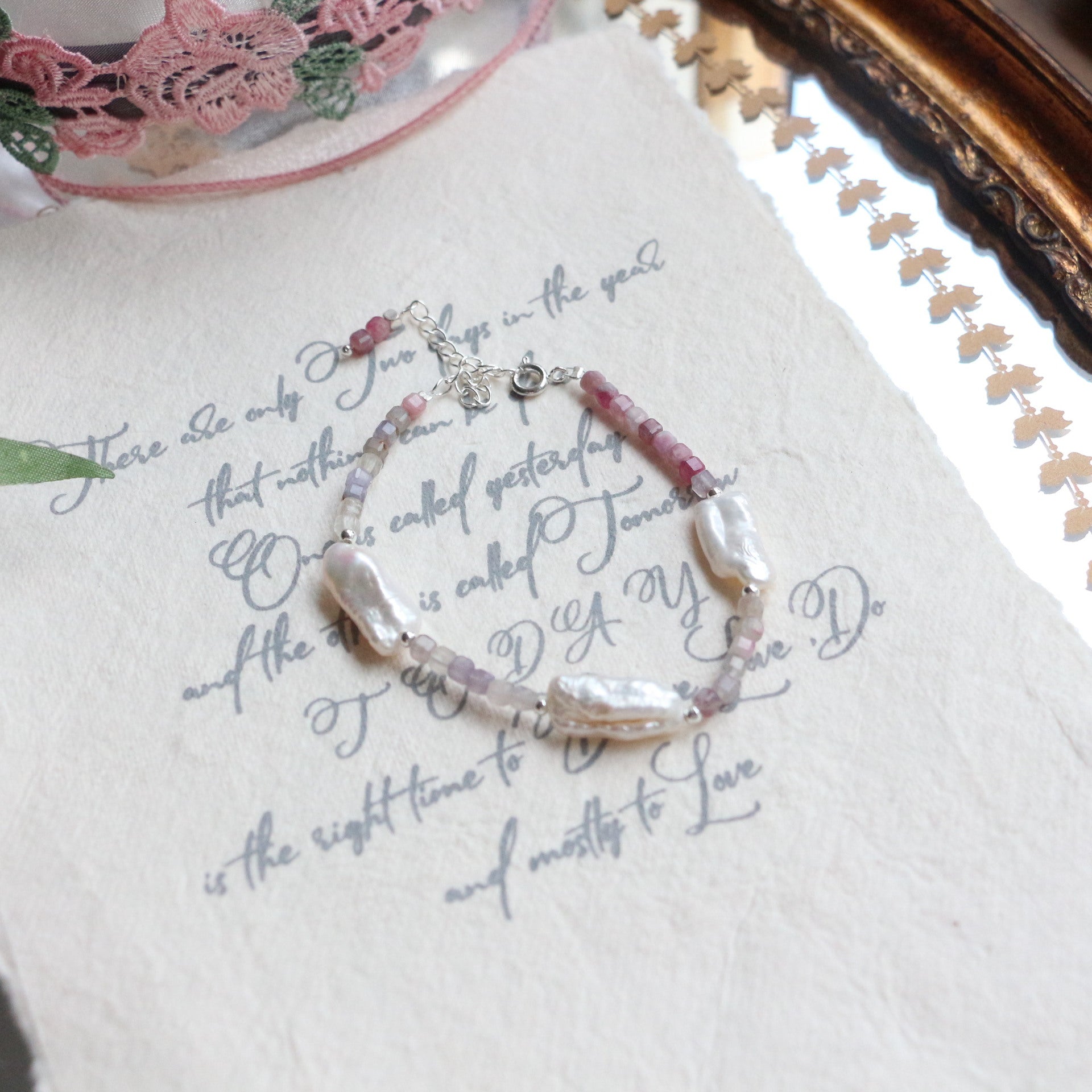 JEKIRA Blush Rose Quartz & Baroque Pearl Trio Set