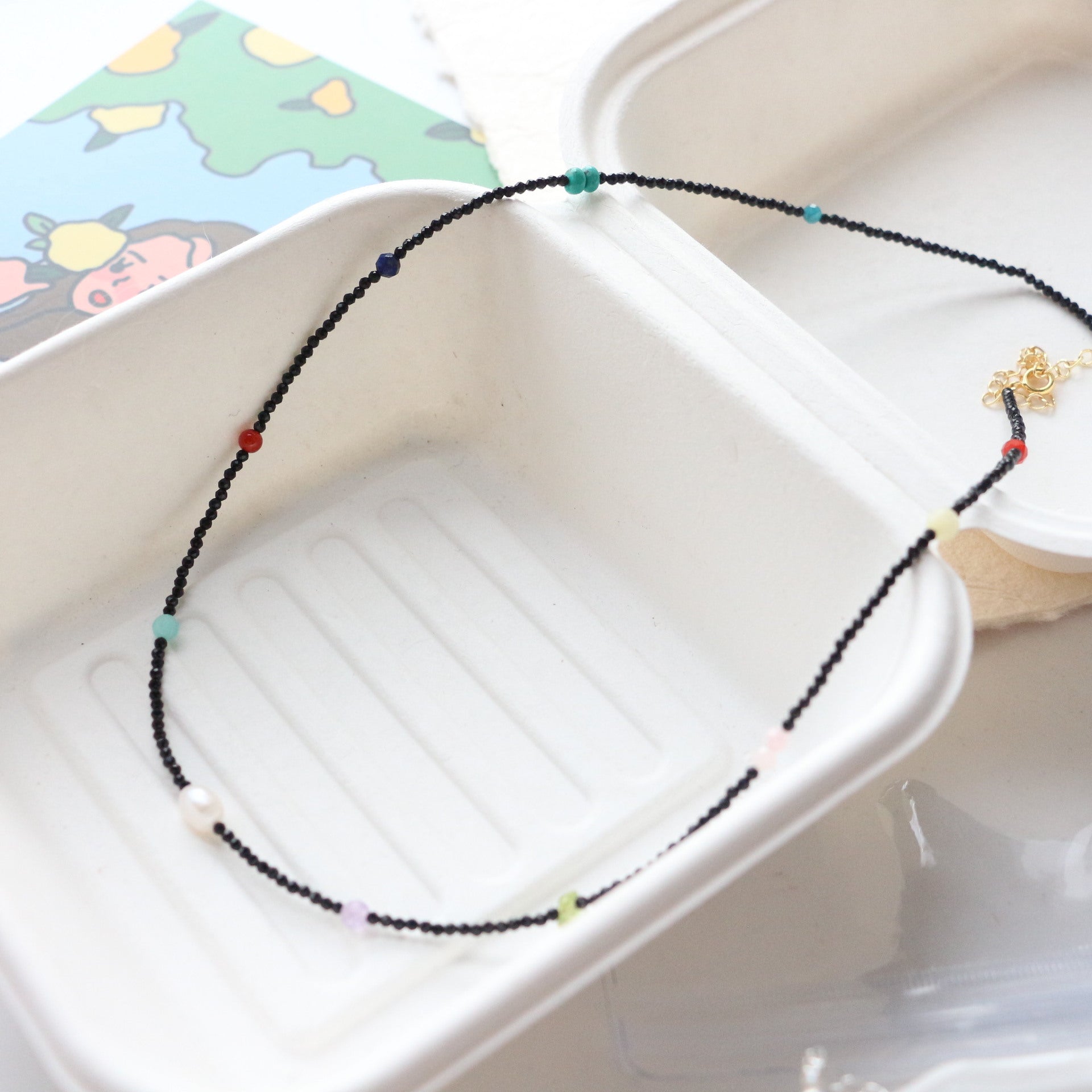 Jekira Black Crystal & Multigem Necklace